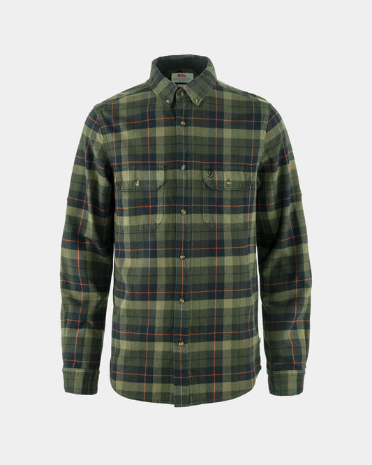 Fjallraven Singi Heavy Flannel Mens Shirt - Black-Deep Forest 550-662