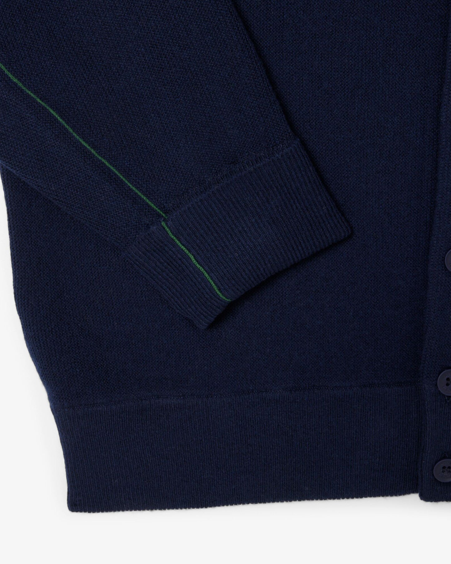 Lacoste Relaxed Fit Moss Stitch Mens Wool Cardigan - Navy Blue 166