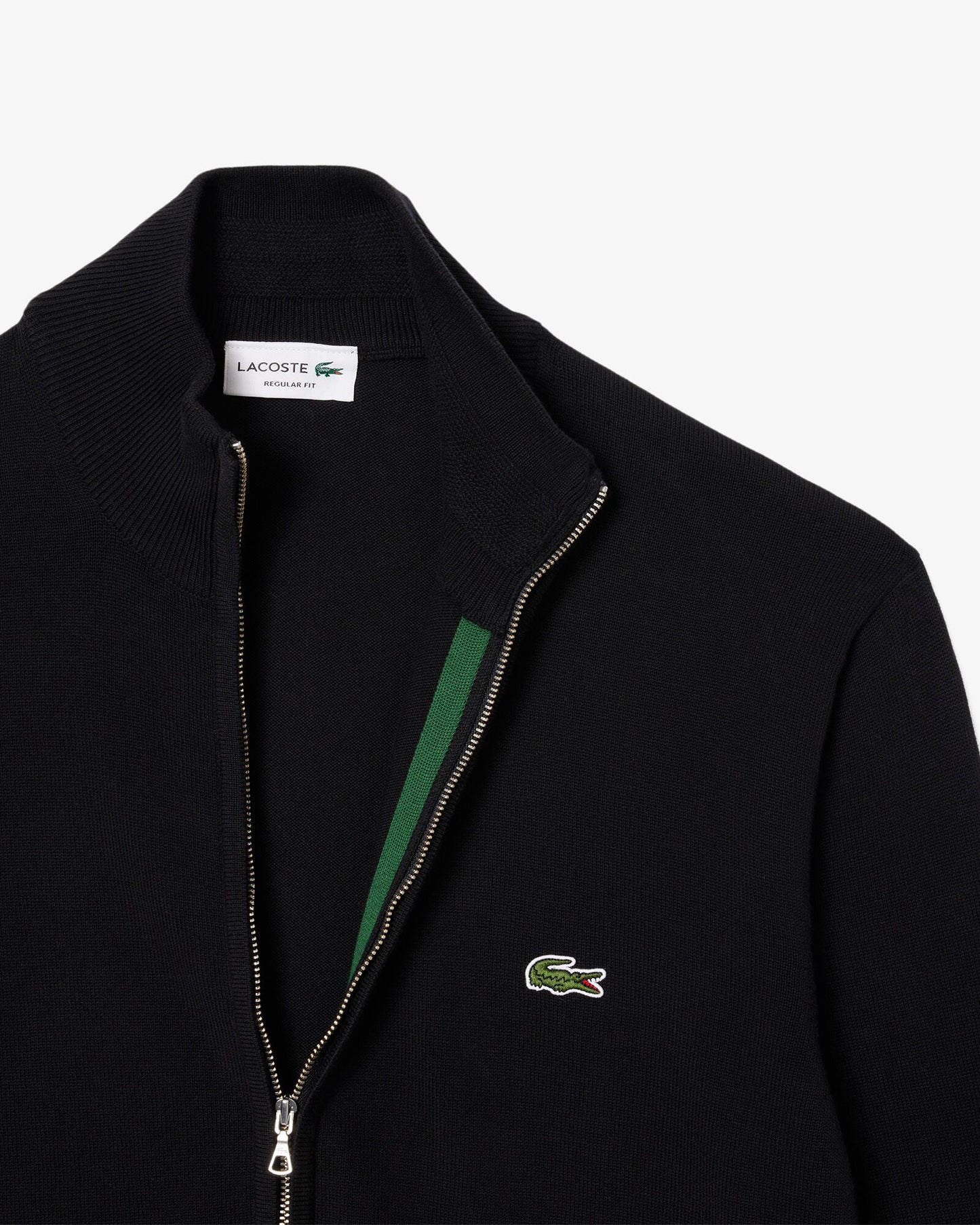 Lacoste High Neck Zipped Cotton Mens Sweater - Black 031