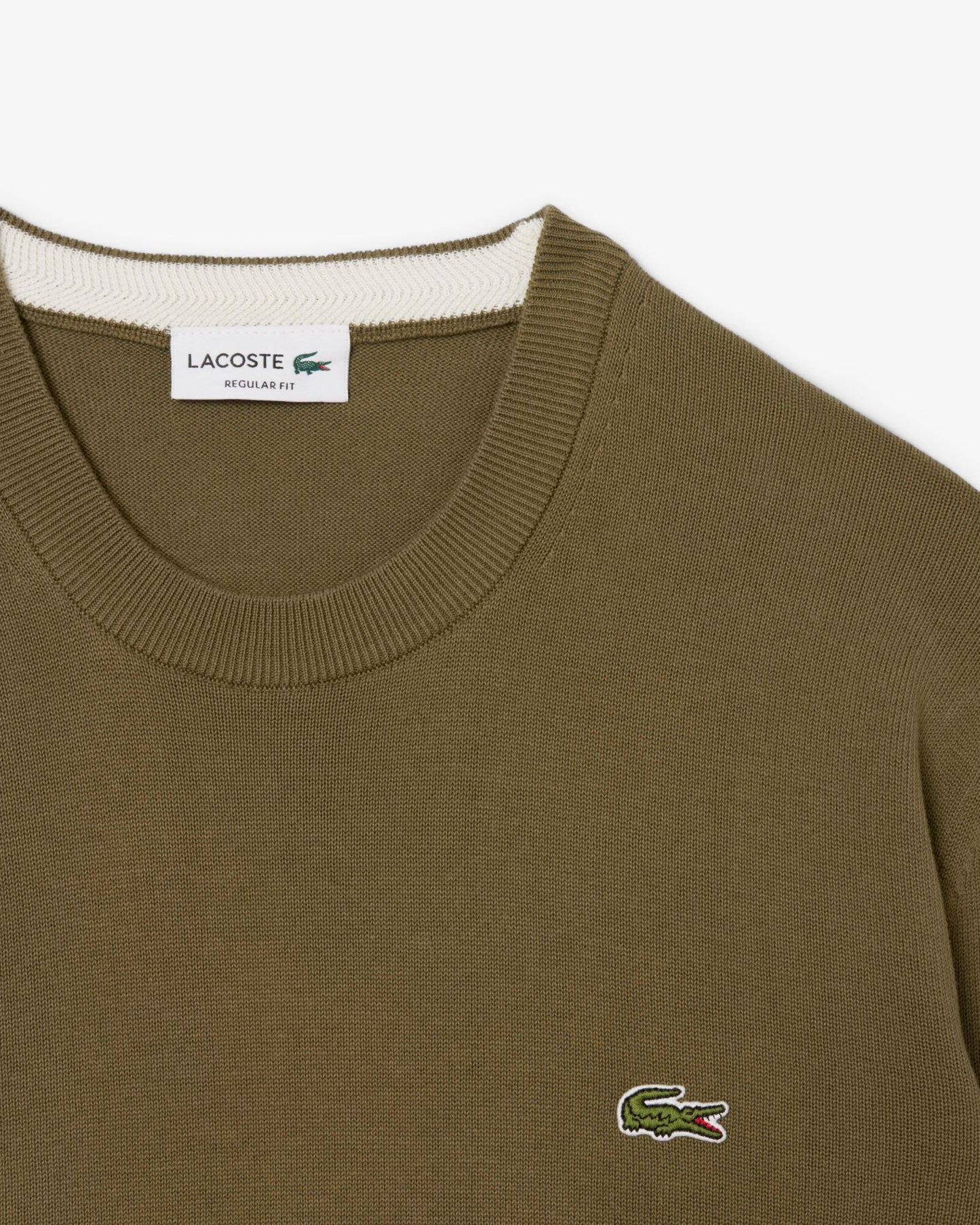Lacoste Mens Organic Cotton Crew Neck Sweater - Olive E9F