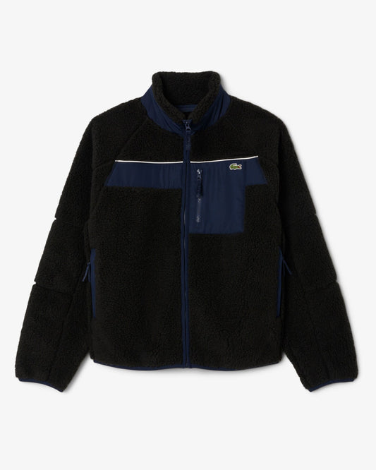 Lacoste Colorblock Fleece Mens Zipped Jacket - Black/Navy Blue DY4