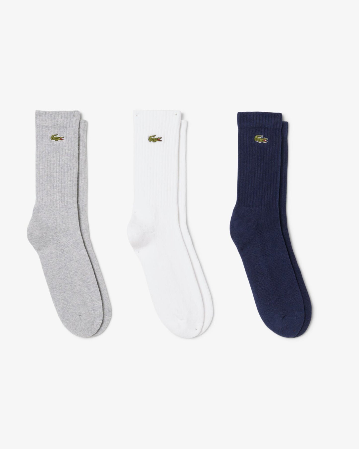 Lacoste 3 Pack Sport Mens High Cut Socks - Silver Chine/White-Navy Blue TYA