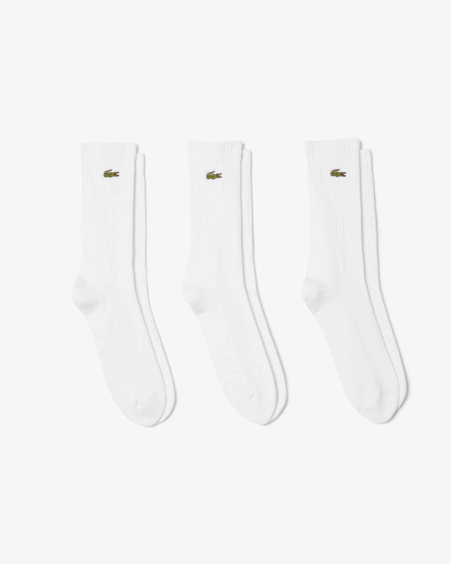 Lacoste 3 Pack Sport Mens High Cut Socks - White/White-White Z92