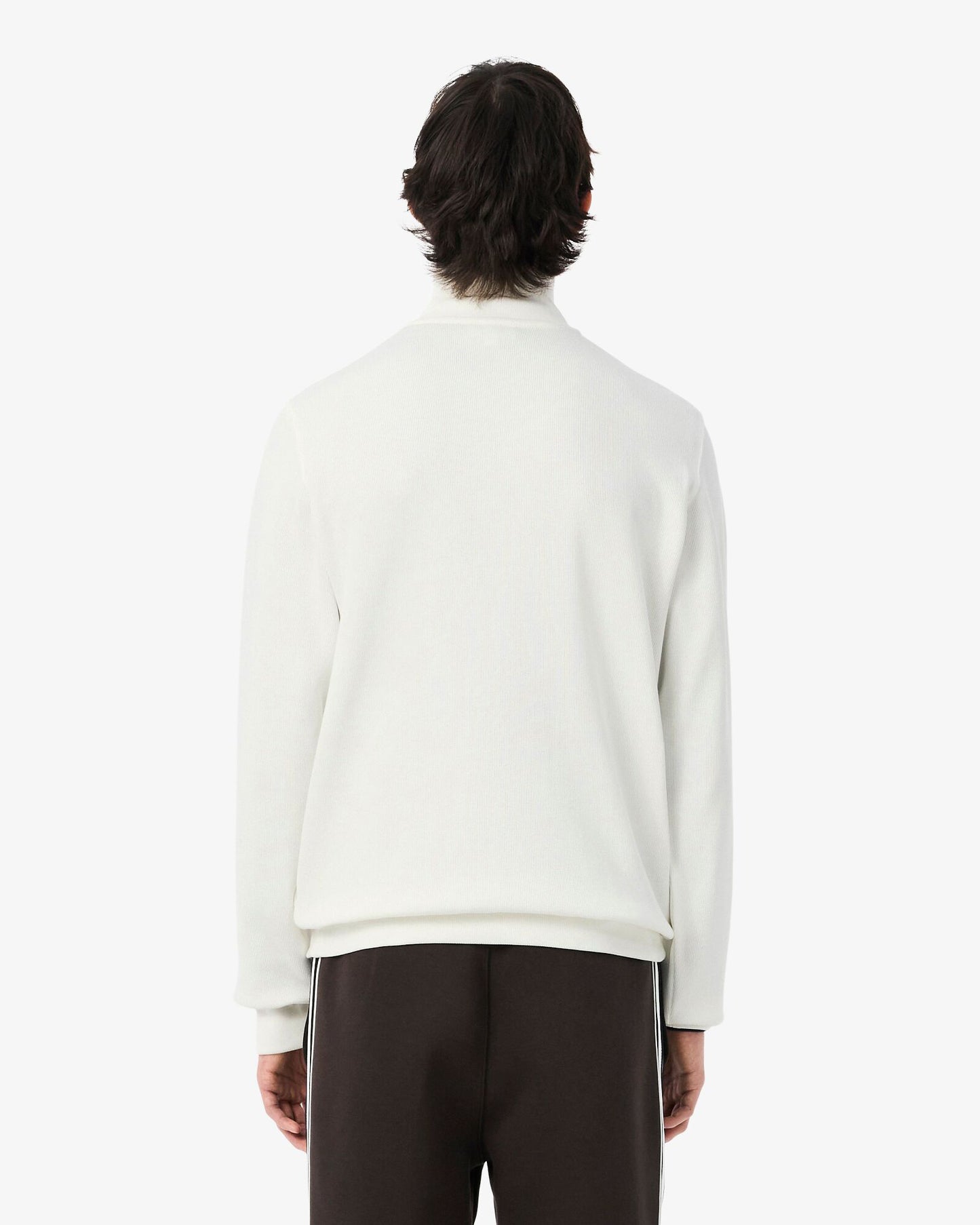 Lacoste Mens Zippered Stand-Up Collar Cotton Sweatshirt - Flour 70V