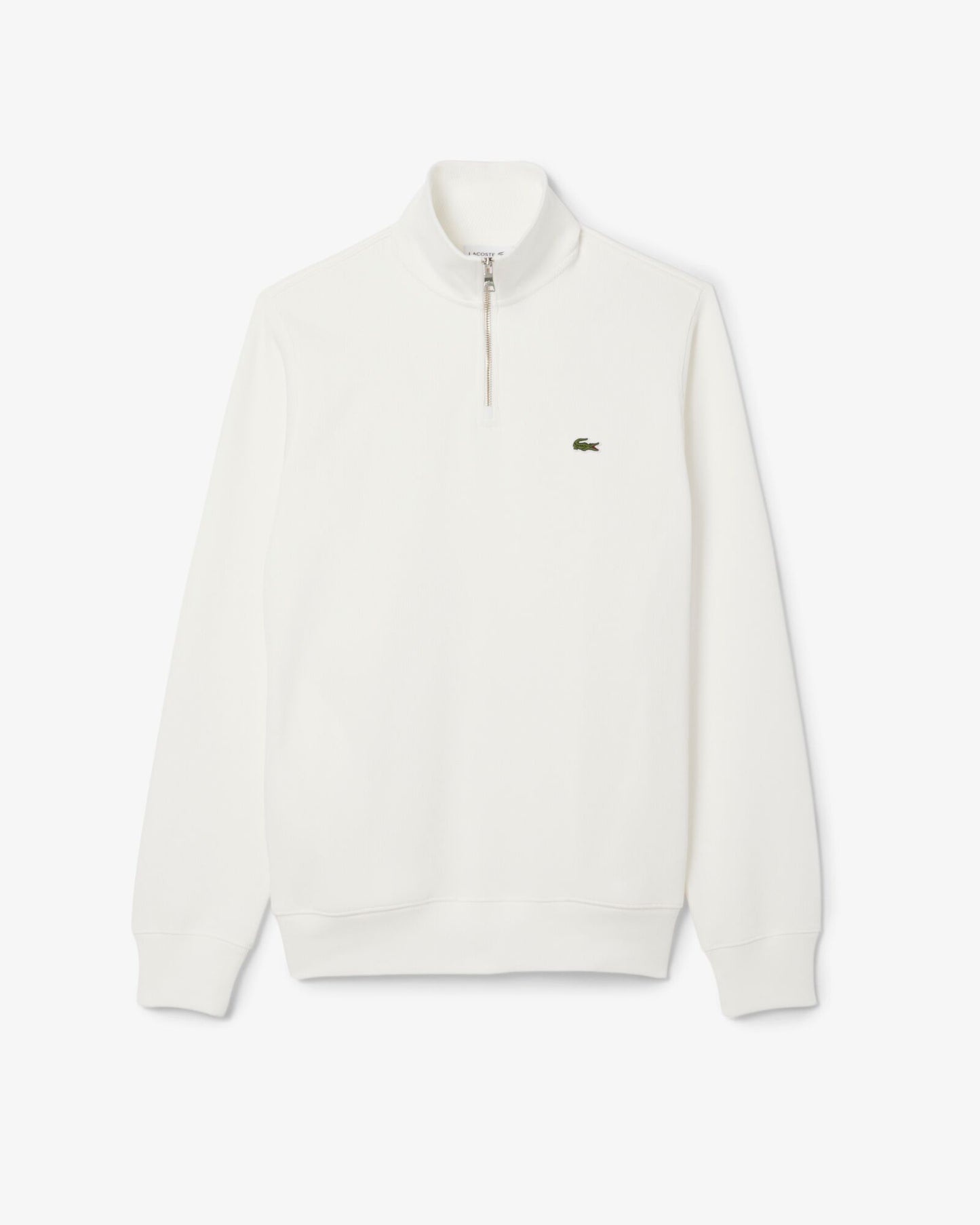 Lacoste Mens Zippered Stand-Up Collar Cotton Sweatshirt - Flour 70V