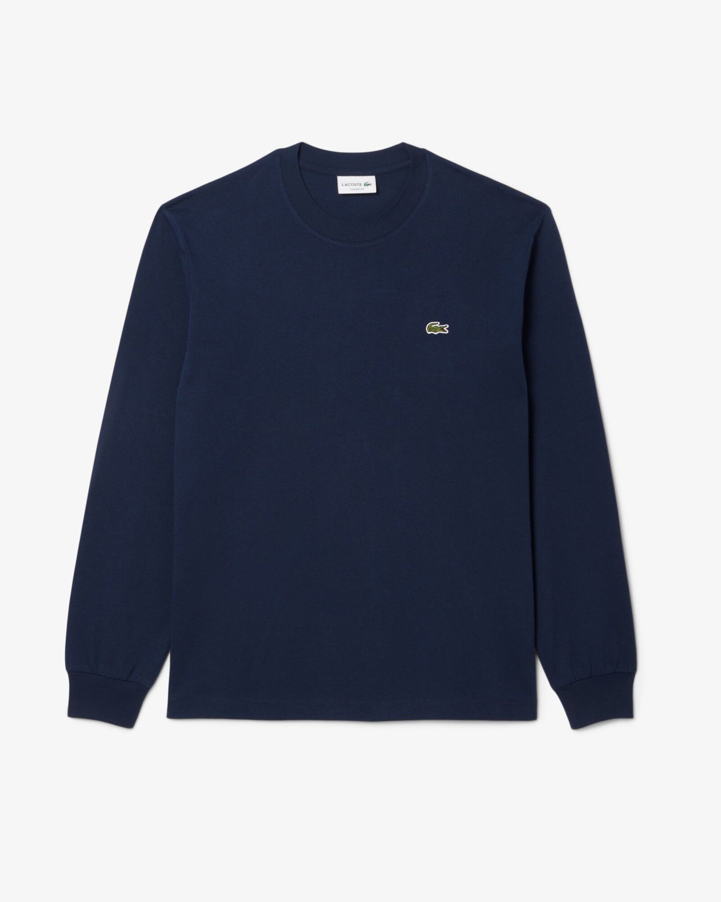 Lacoste Long Sleeved Cotton Mens T-Shirt - Navy Blue 166