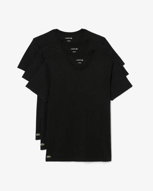 Lacoste 3-Pack Cotton Crew Neck Mens T-Shirts - Black 031