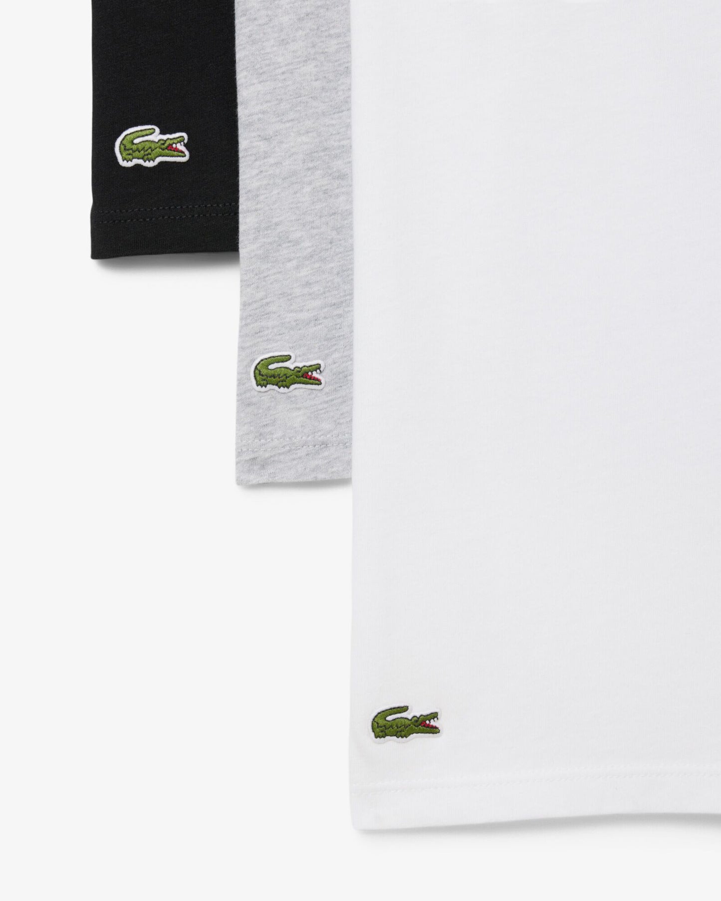Lacoste 3-Pack Cotton Crew Neck Mens T-Shirts - White/Silver Chine-Black BXY