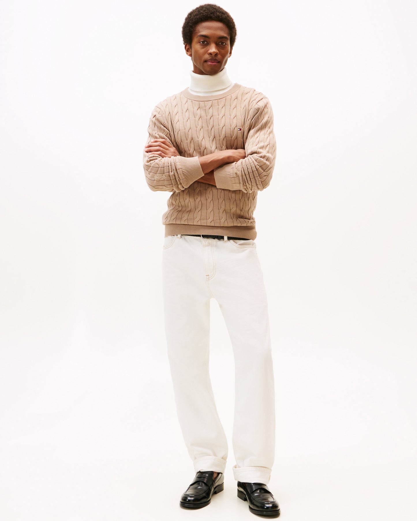 Tommy Hilfiger Classic Cable Mens Crew Jumper - Coastal Taupe