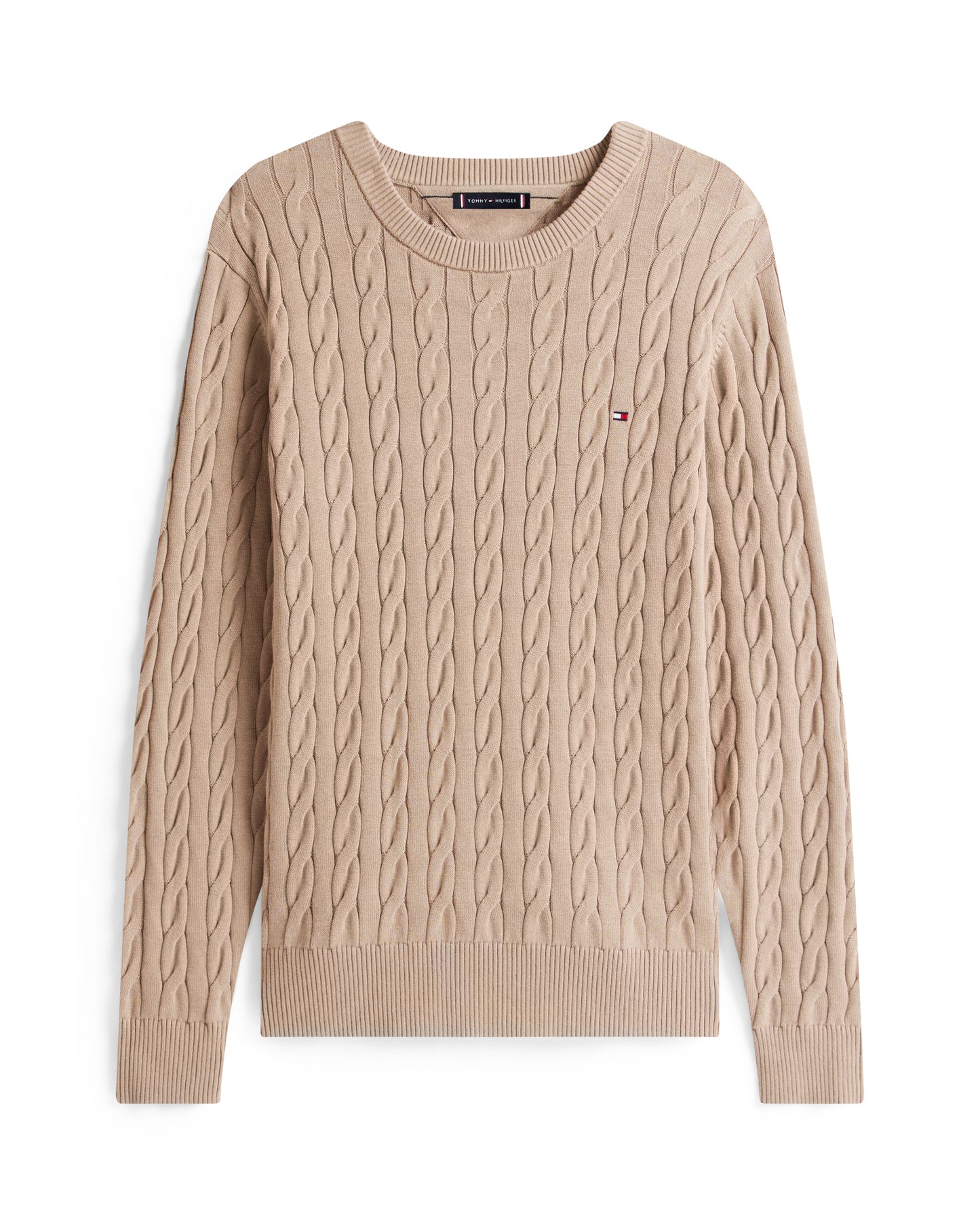 Tommy Hilfiger Classic Cable Mens Crew Jumper - Coastal Taupe