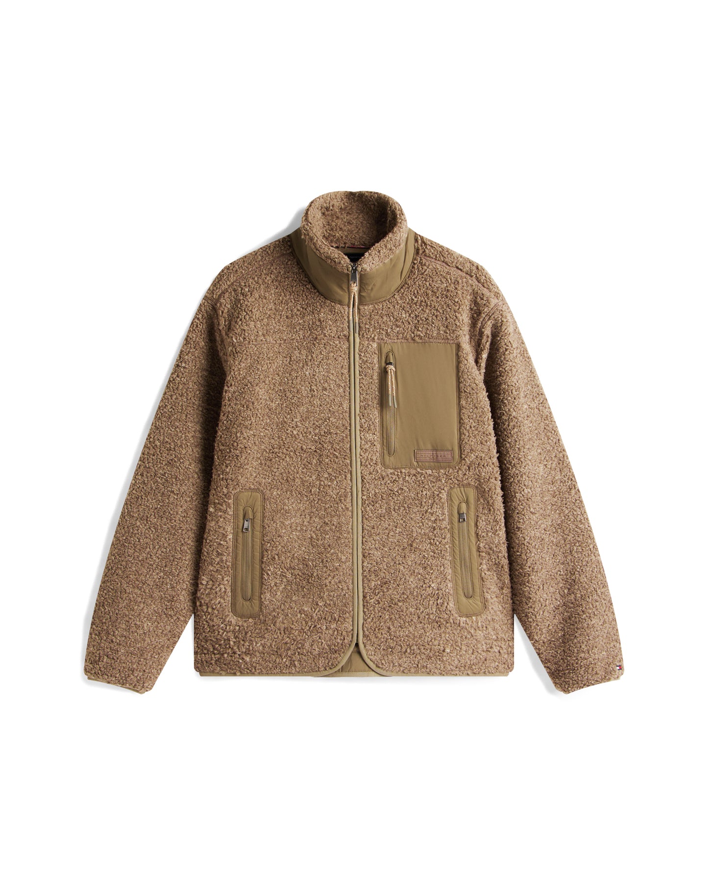 Tommy Hilfiger Teddy Fleece Zipped Pocket Mens Full-Zip Sweatshirt - Coastal Taupe