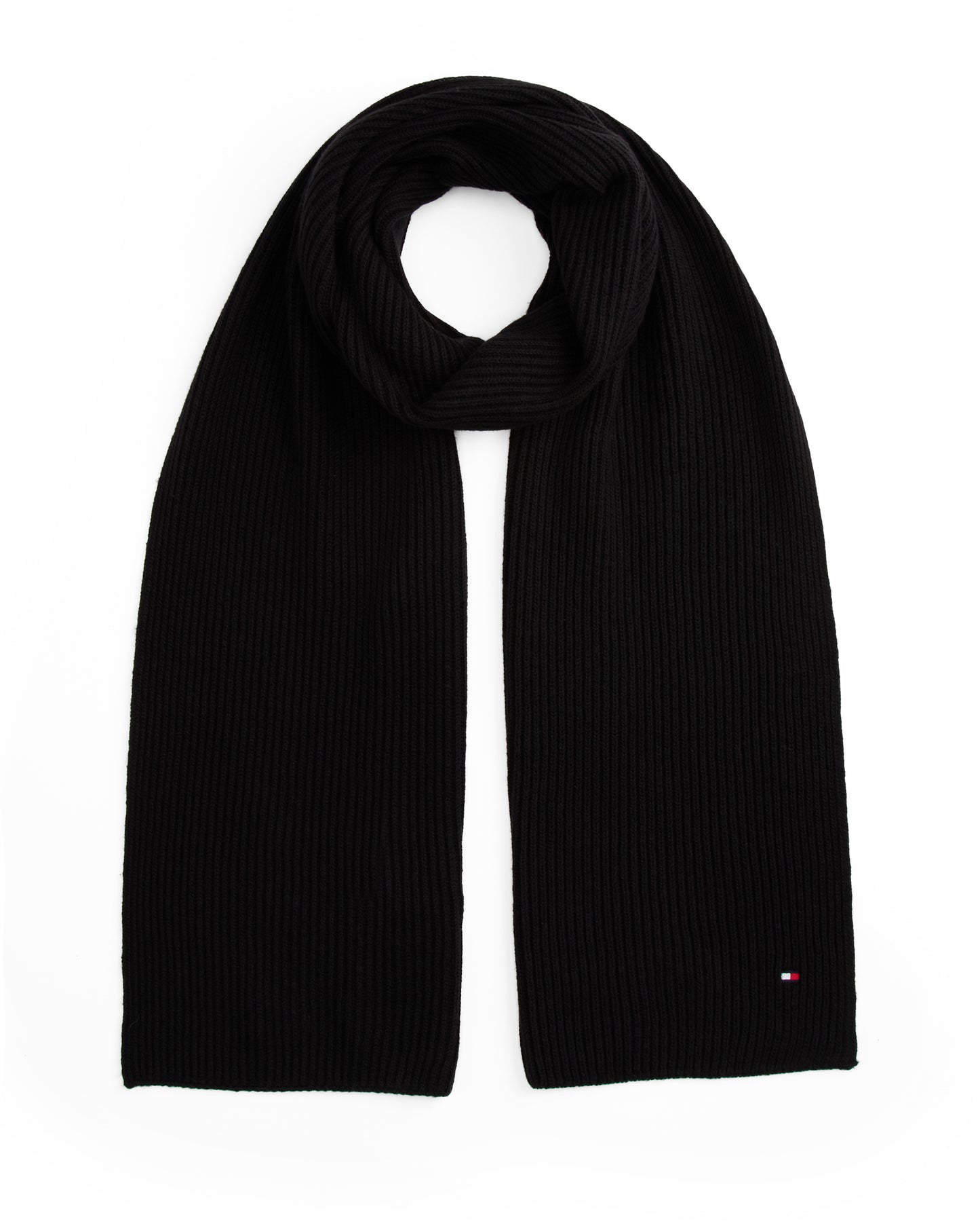 Tommy Hilfiger TH Flag Mens Pima Cotton Scarf - Black