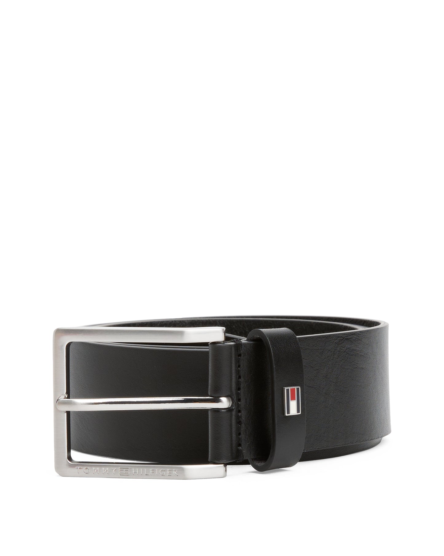 Tommy Hilfiger Adan Tonal Square Buckle Mens Leather Belt - Black