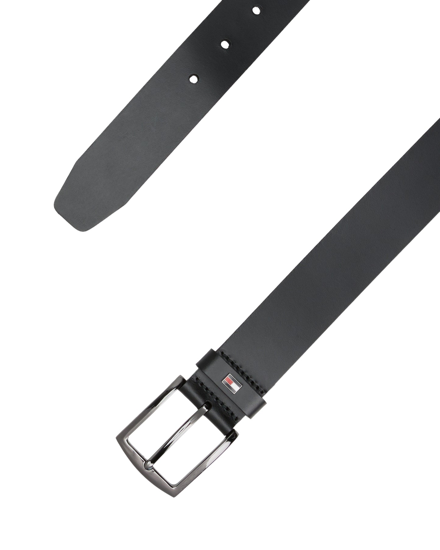 Tommy Hilfiger Denton Enamel Flag Mens Leather Belt - Black