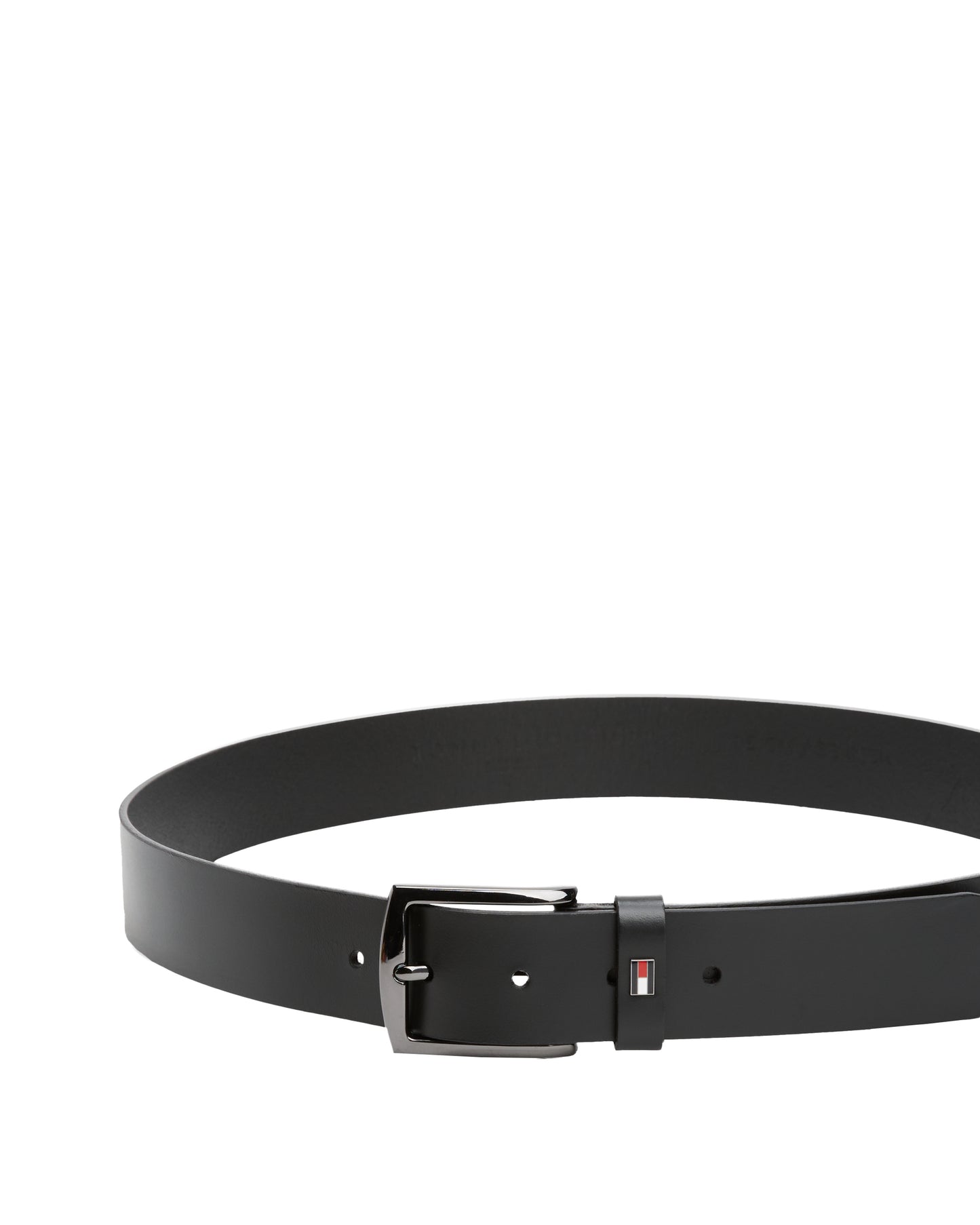Tommy Hilfiger Denton Enamel Flag Mens Leather Belt - Black