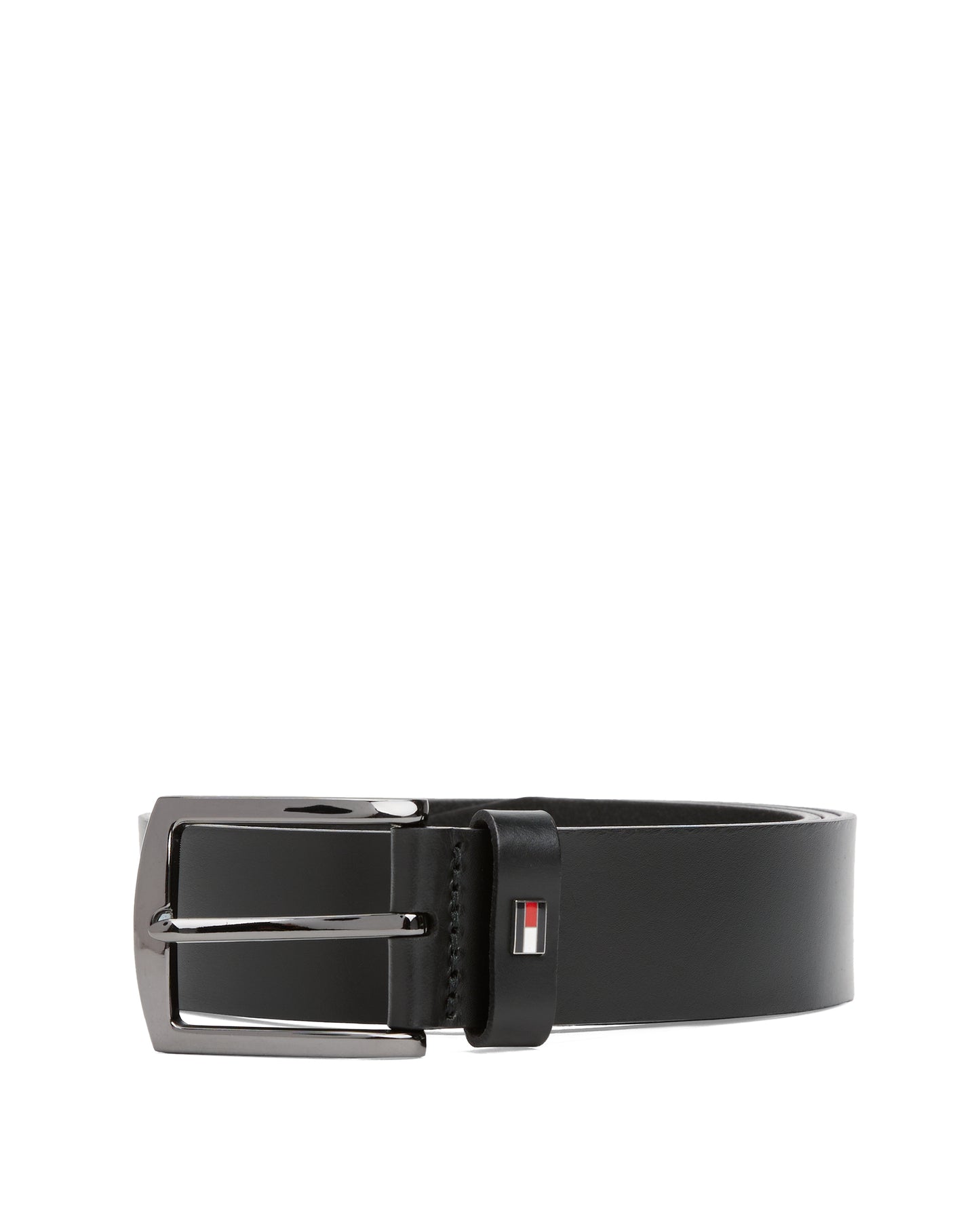 Tommy Hilfiger Denton Enamel Flag Mens Leather Belt - Black