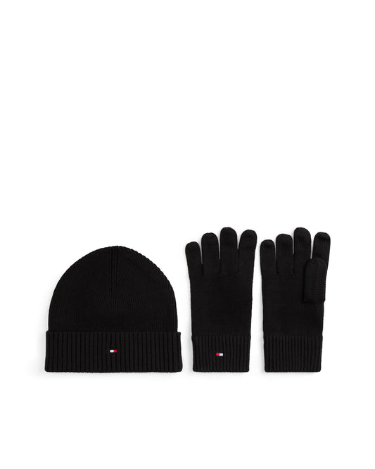 Tommy Hilfiger TH Flag Mens Beanie & Glove Gift Set - Black