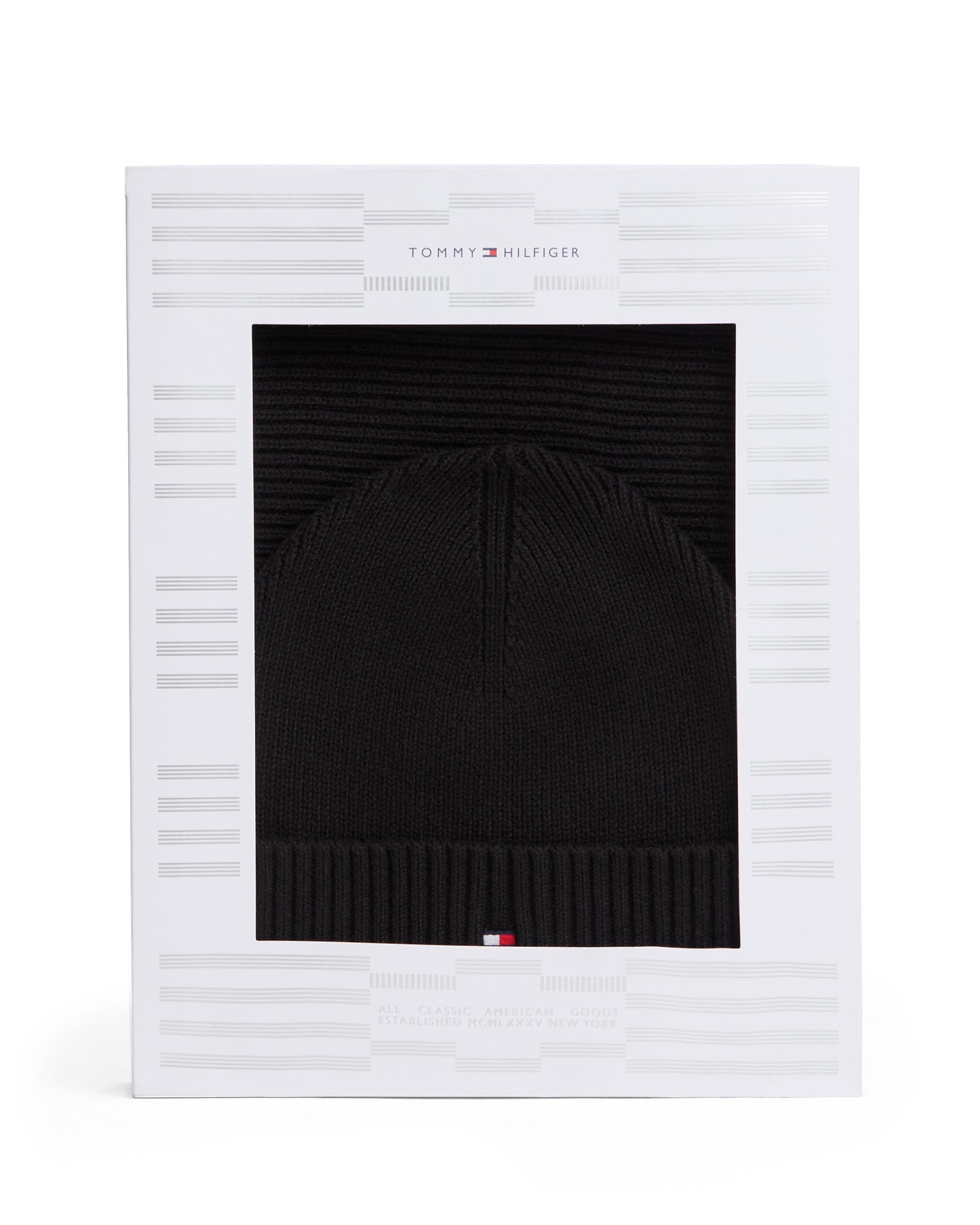 Tommy Hilfiger TH Flag Mens Beanie & Scarf Gift Set - Black