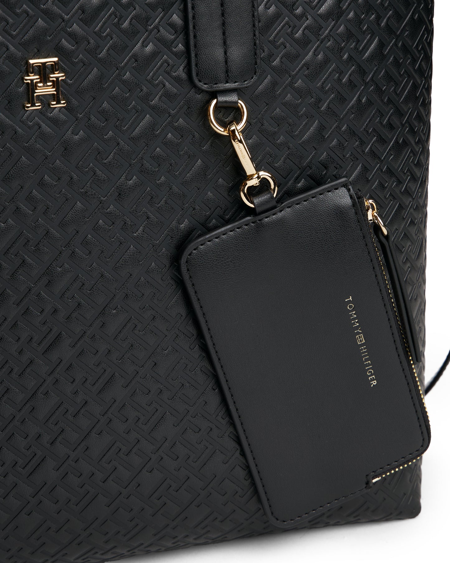 Tommy Hilfiger TH Icon Mono Womens Satchel Handbag - Black