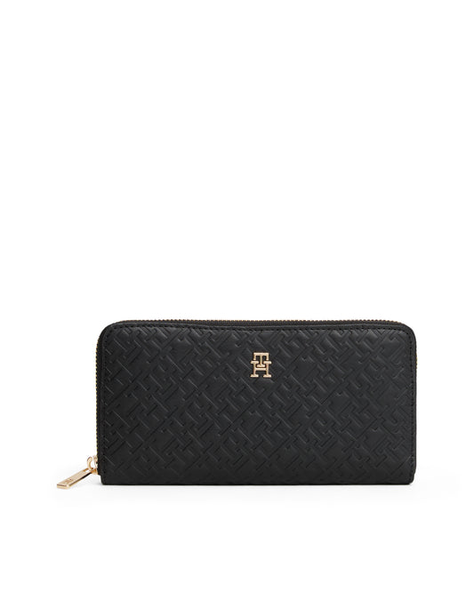 Tommy Hilfiger Mono Large Zip-Around Womens Wallet - Black