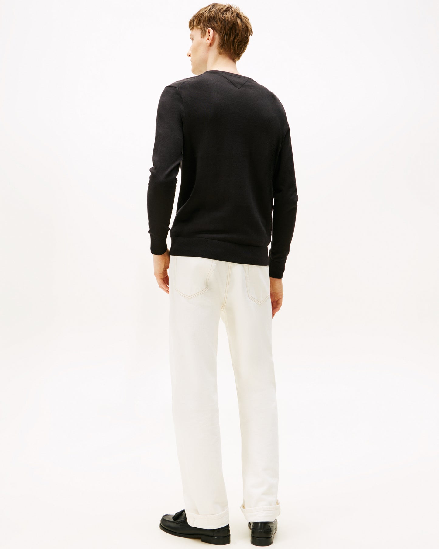 Tommy Hilfiger Essential Cotton Mens V-Neck Jumper - Black