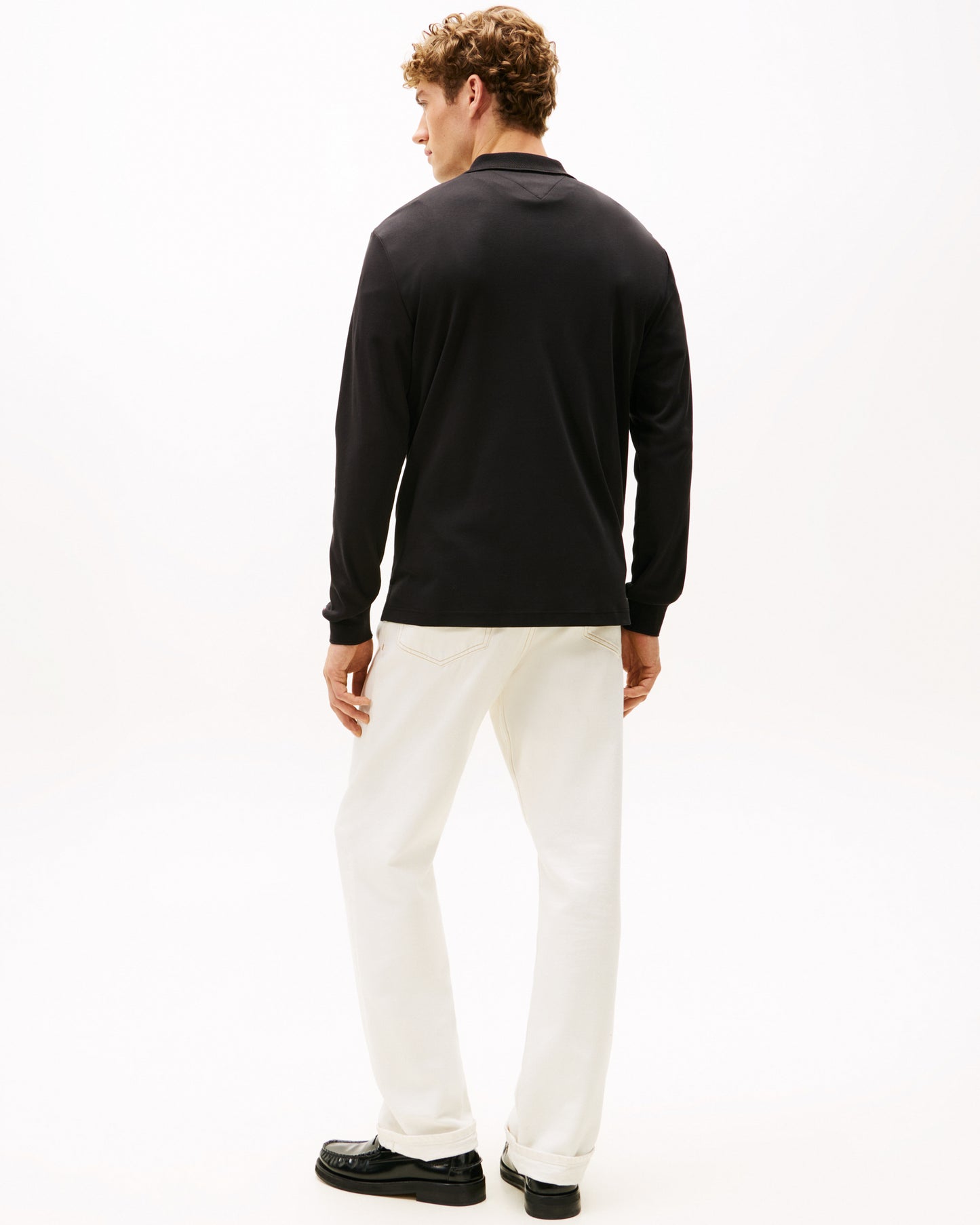 Tommy Hilfiger Interlock Mens Long Sleeve Zip Polo - Black