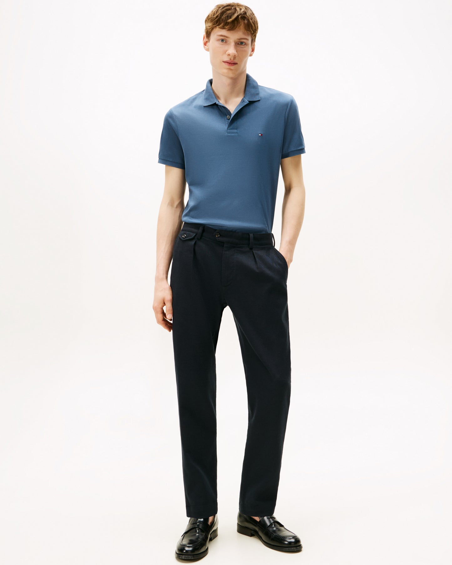 Tommy Hilfiger Liquid Cotton Regular Fit Mens Polo - Aegean Sea