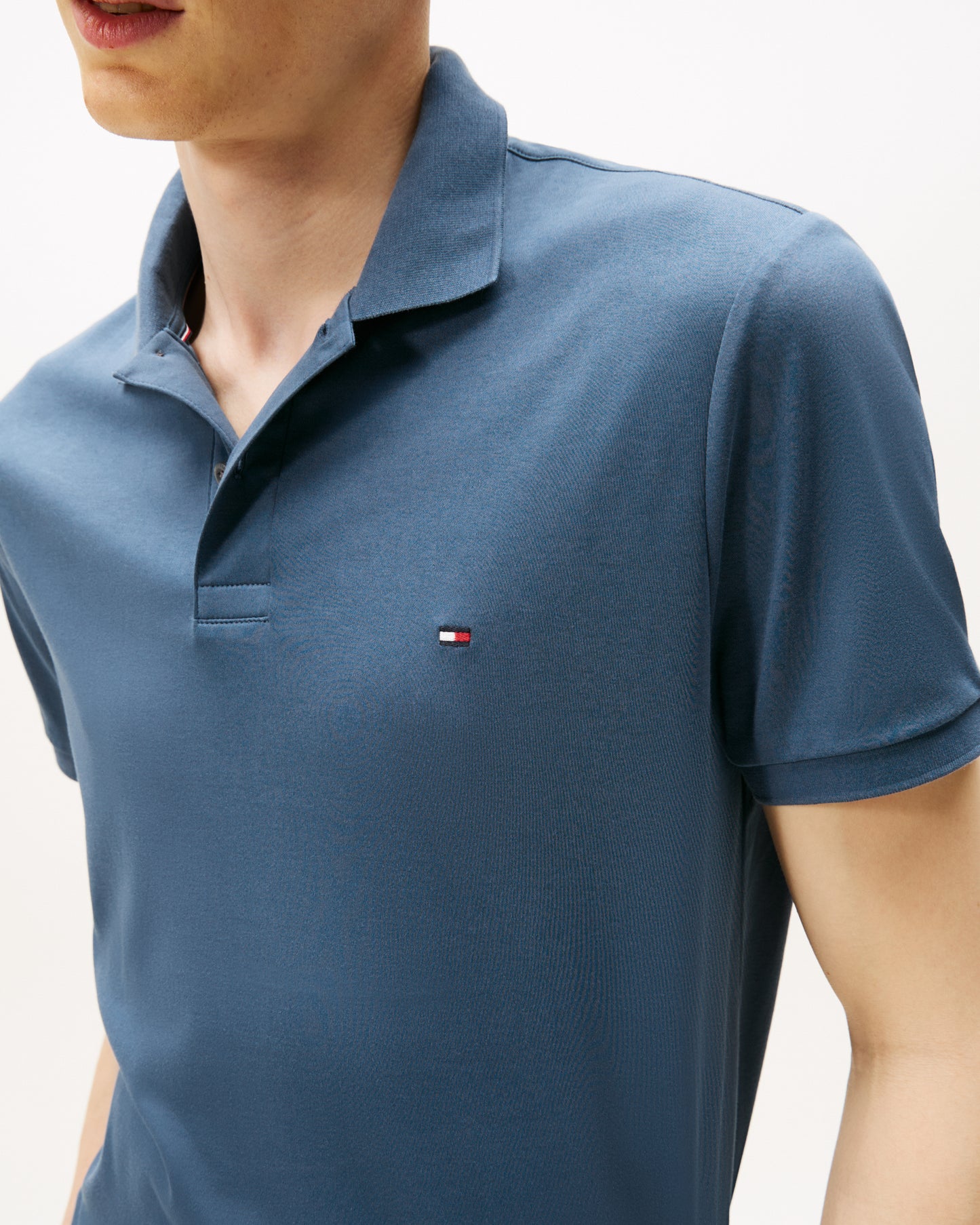 Tommy Hilfiger Liquid Cotton Regular Fit Mens Polo - Aegean Sea