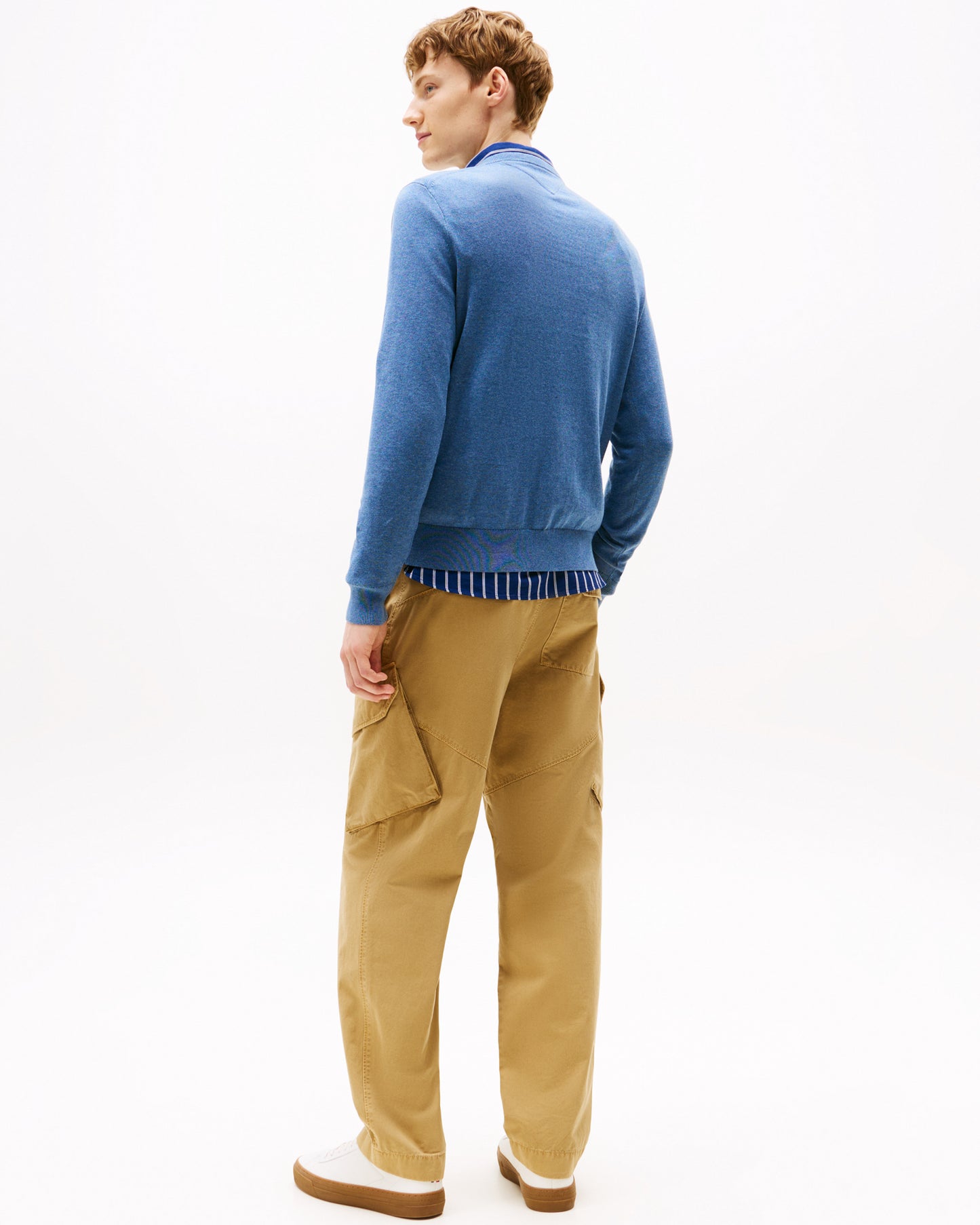 Tommy Hilfiger Essential Cotton Mens V-Neck Jumper - Petrol Blue Heather