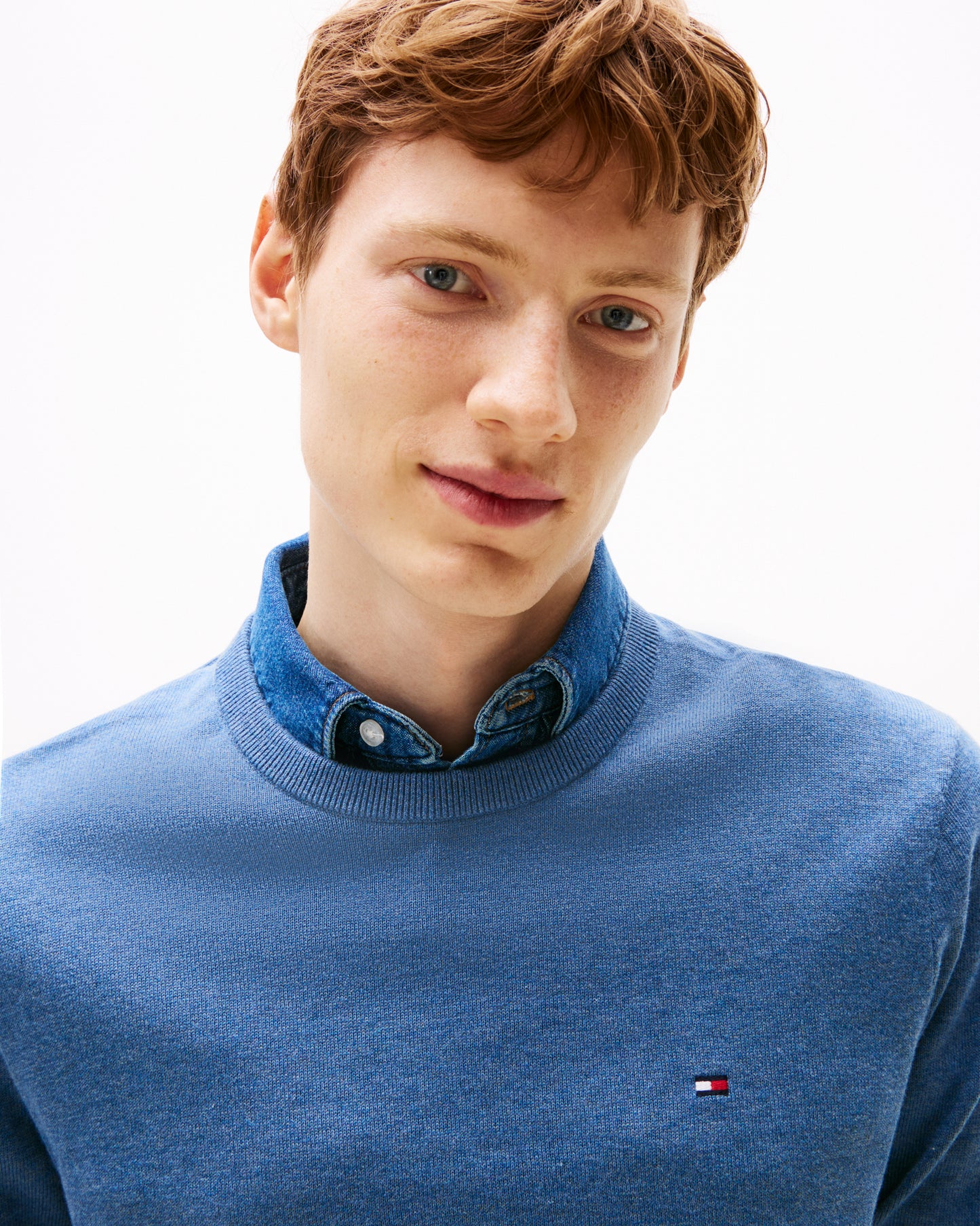 Tommy Hilfiger Essential Cotton Crew Neck Mens Sweatshirt - Petrol Blue Heather