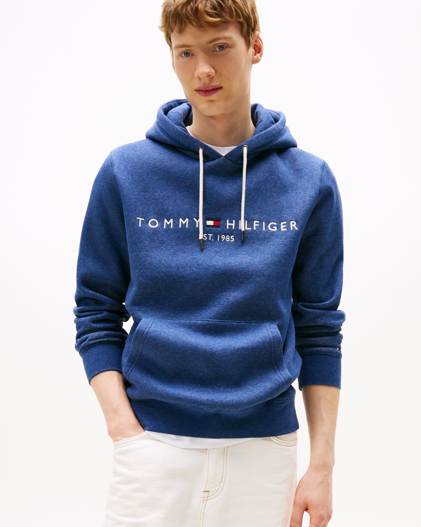 Tommy Hilfiger Tommy Logo Flex Fleece Hoodie - Aegean Sea Heather
