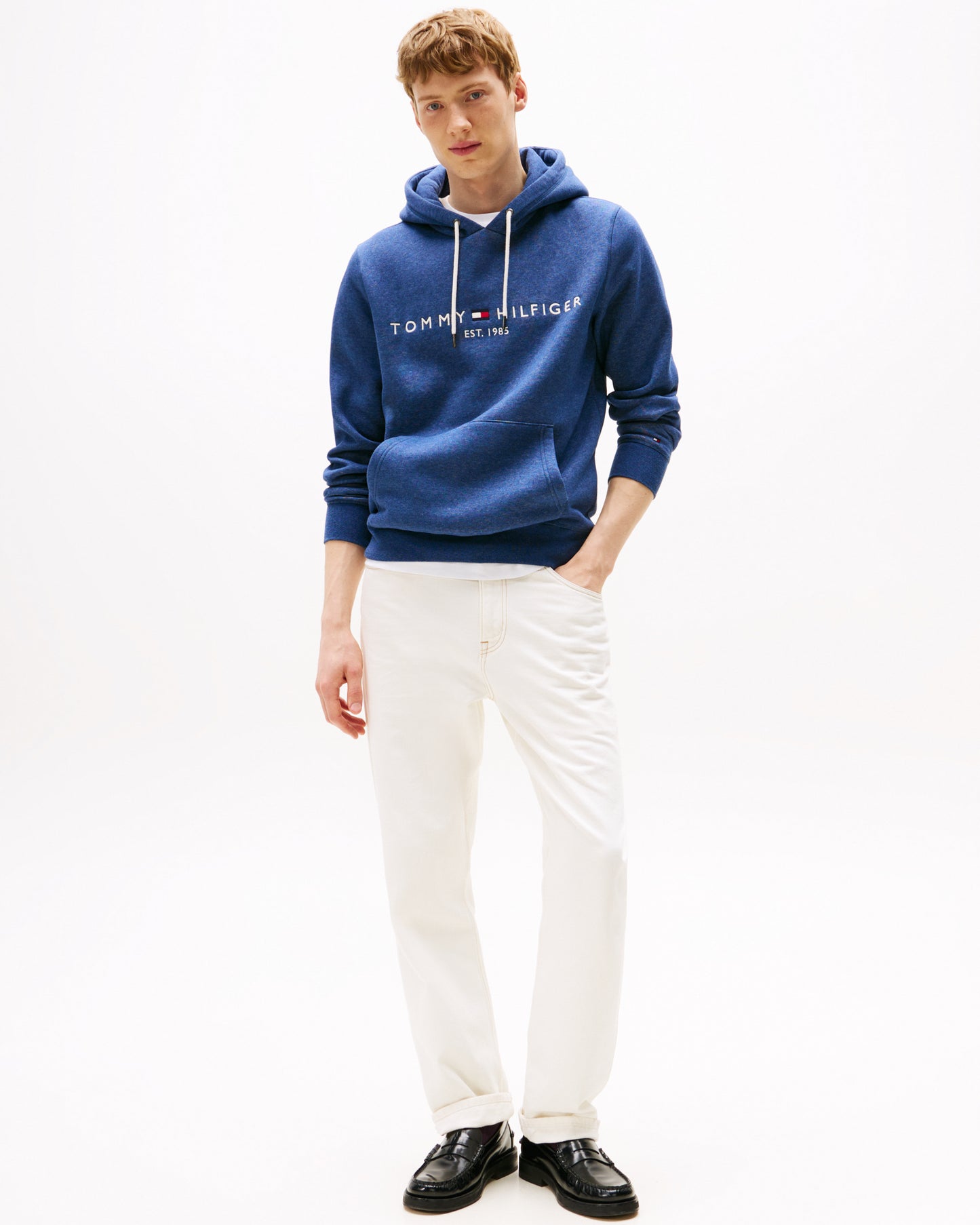Tommy Hilfiger Tommy Logo Flex Fleece Hoodie - Aegean Sea Heather