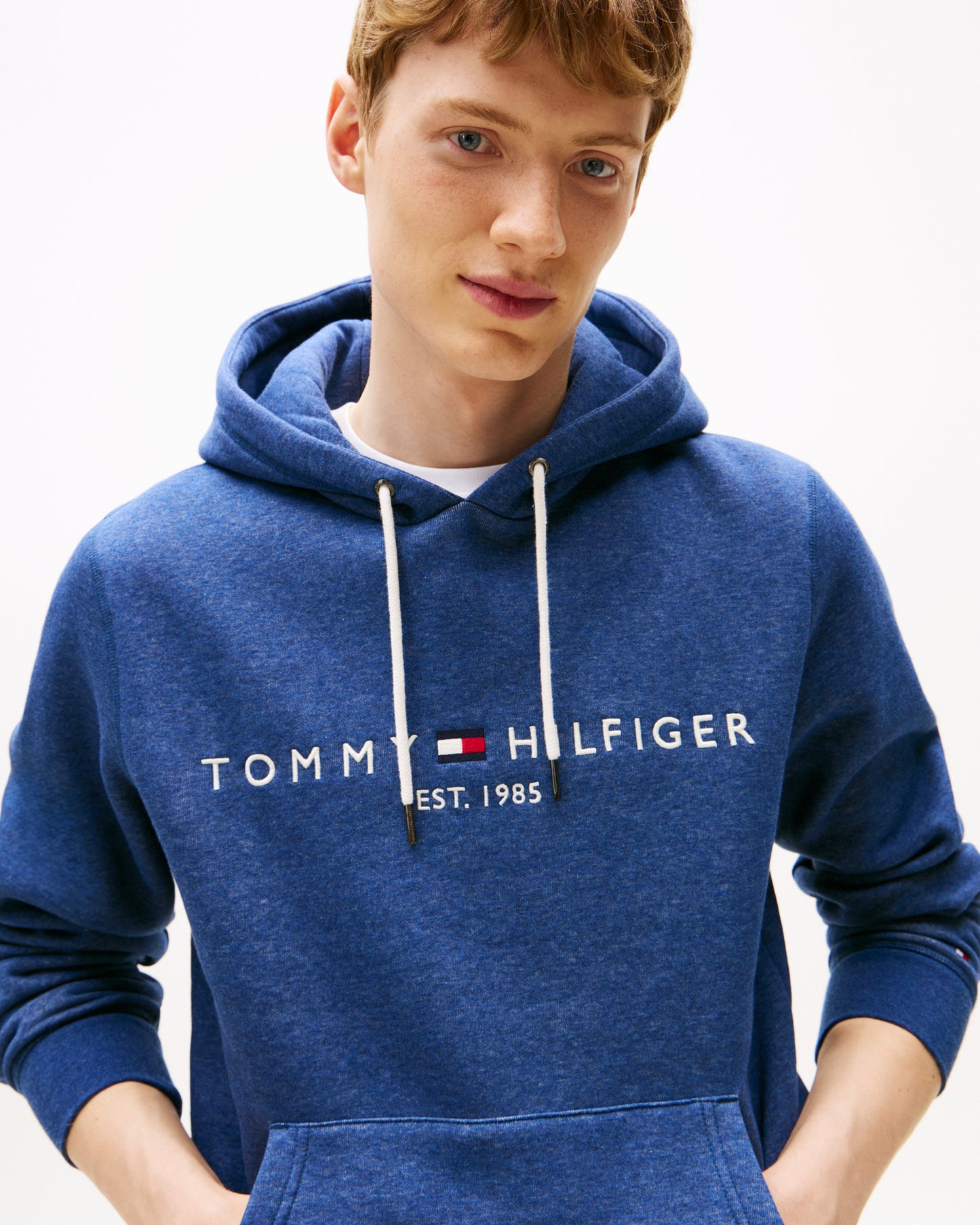 Tommy Hilfiger Tommy Logo Flex Fleece Hoodie - Aegean Sea Heather