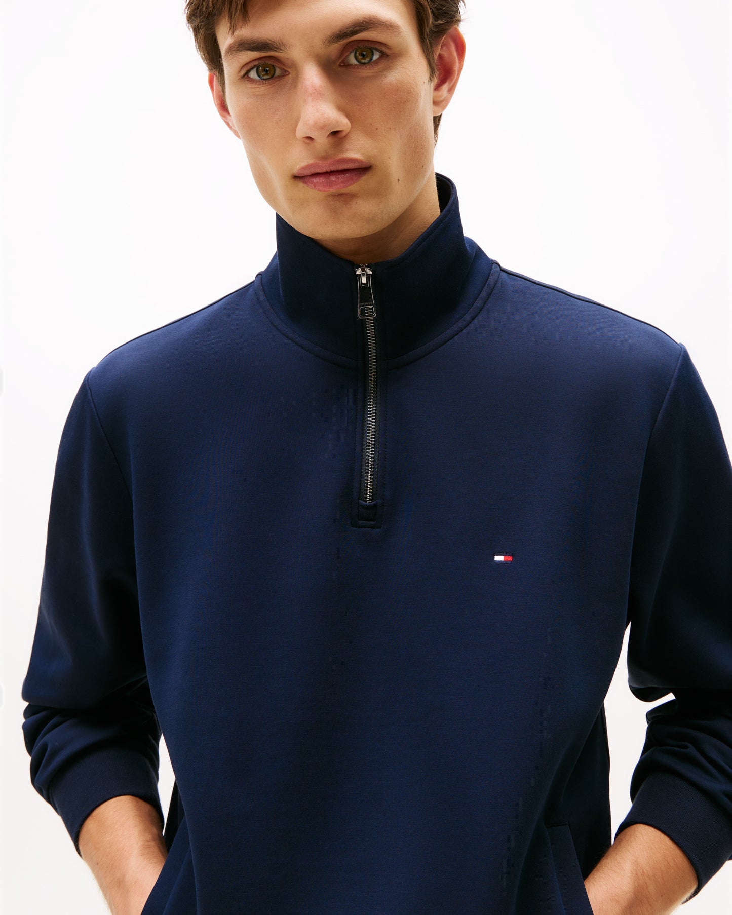 Tommy Hilfiger Essential Intechno Mens Half Zip Sweatshirt - Desert Sky