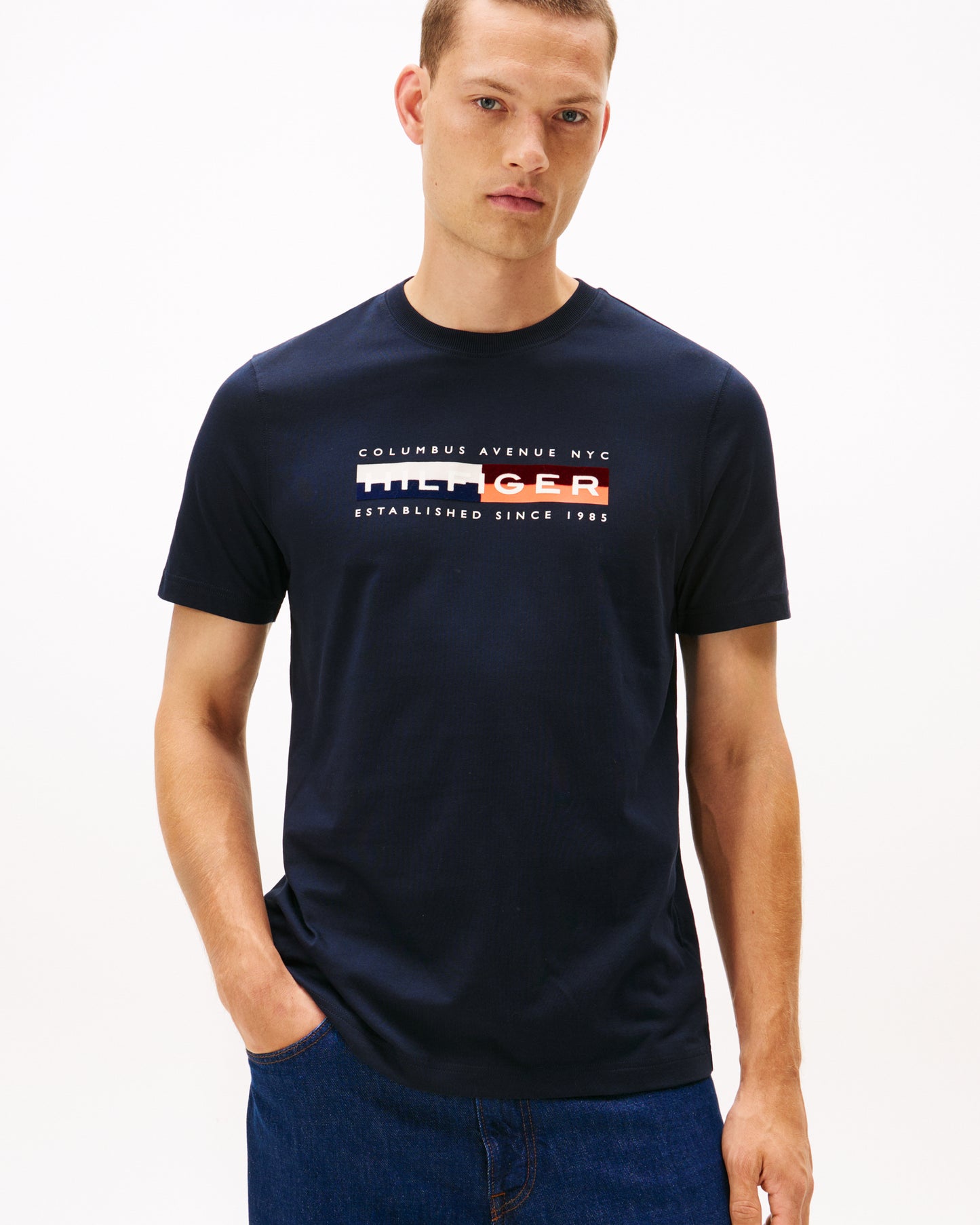 Tommy Hilfiger TH Colour Block Mens Graphic T-Shirt - Desert Sky