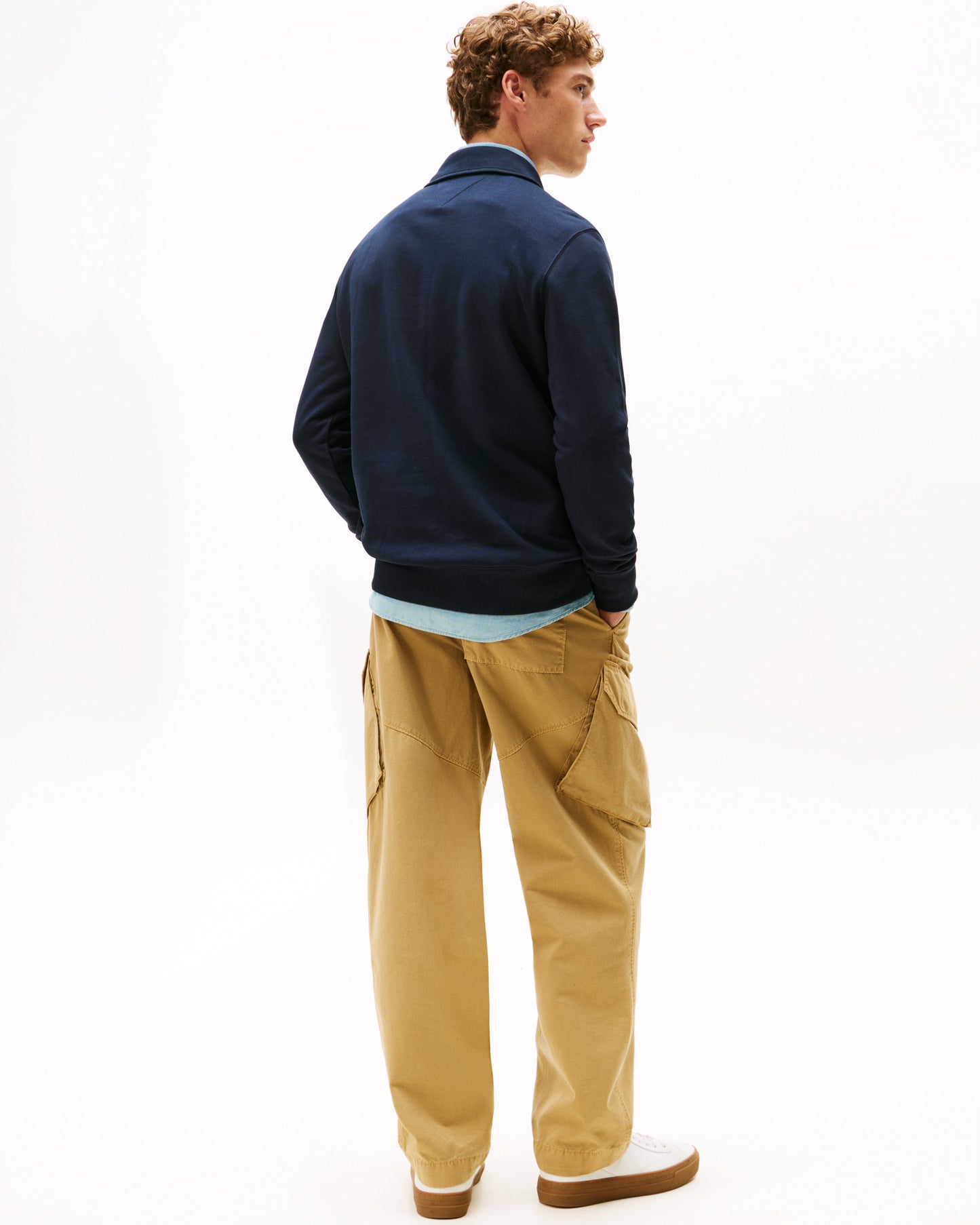 Tommy Hilfiger Essential Terry Long Sleeve Mens Zip Polo - Desert Sky