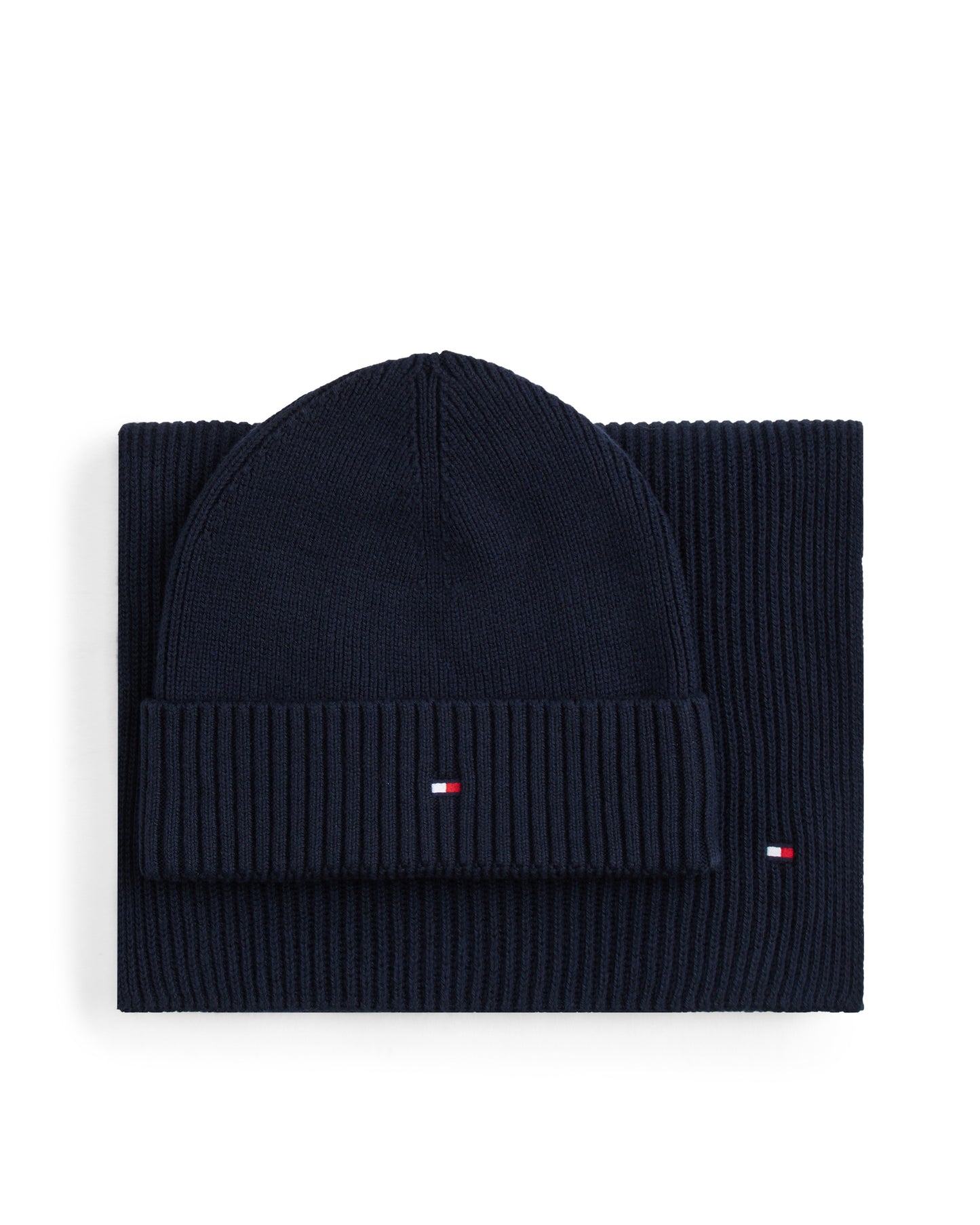 Tommy Hilfiger TH Flag Mens Beanie & Scarf Gift Set - Space Blue