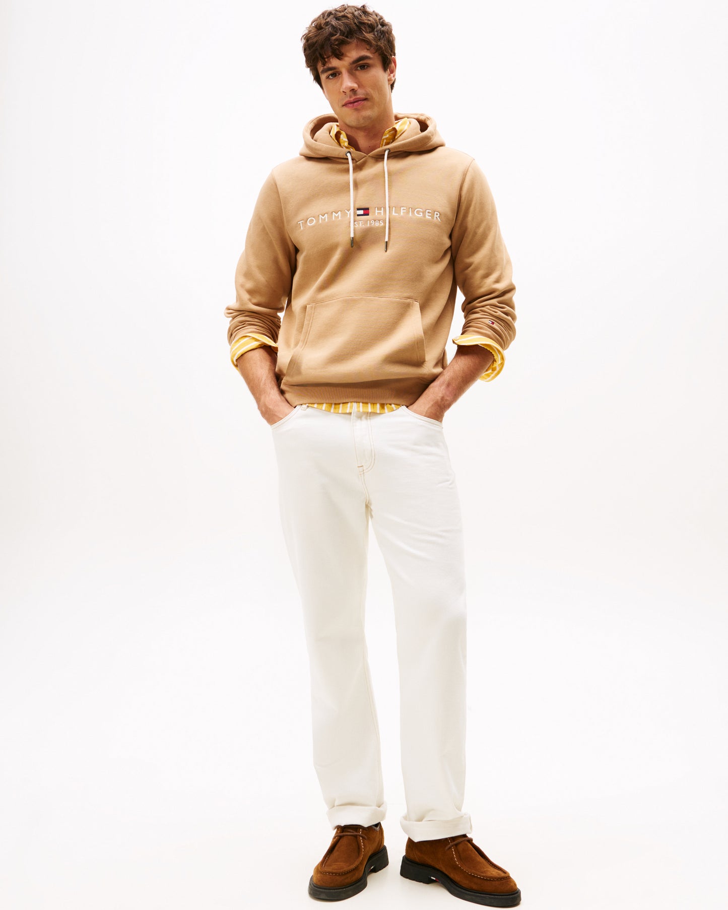 Tommy Hilfiger Tommy Logo Flex Fleece Hoodie - Timeless Camel