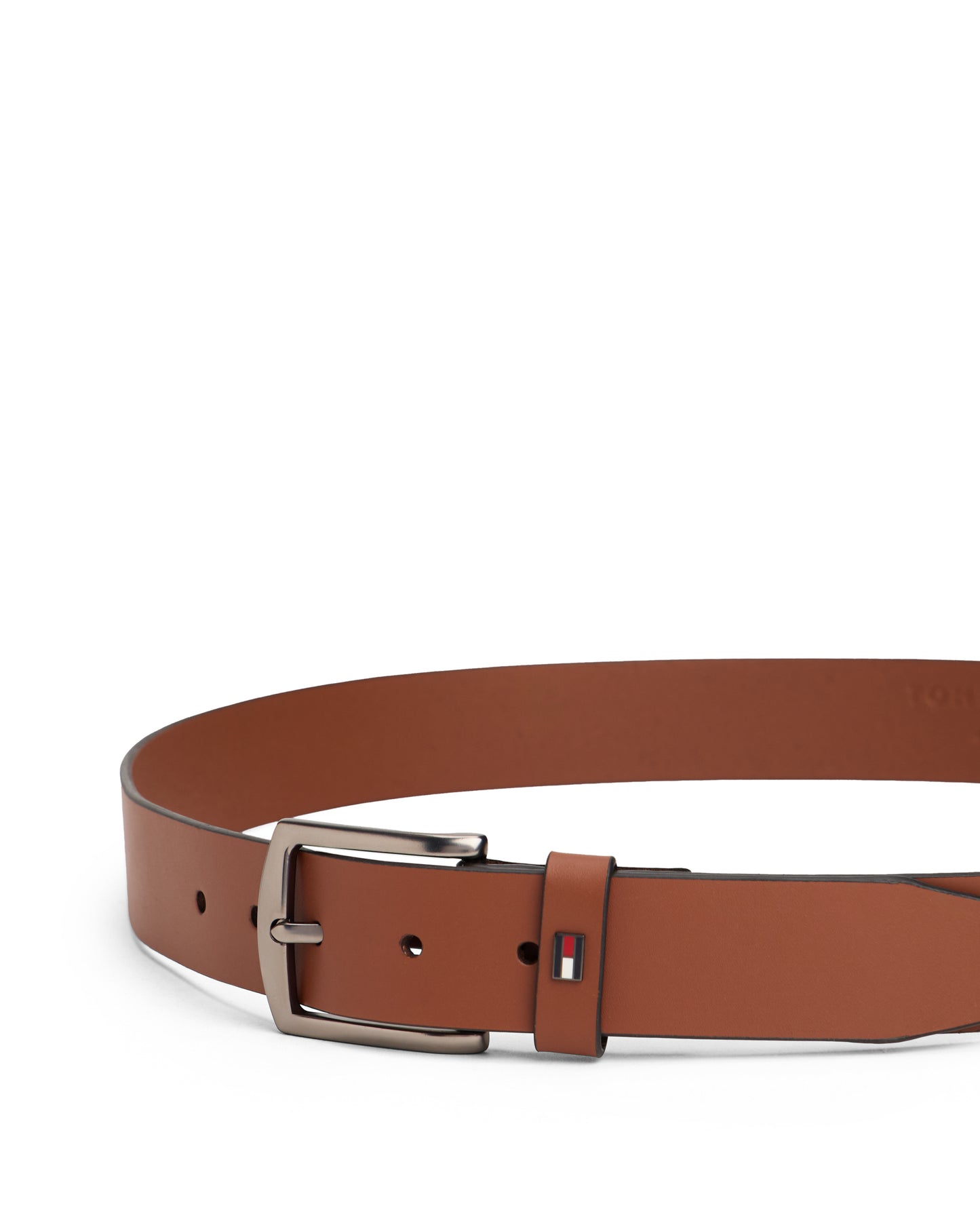 Tommy Hilfiger Denton Enamel Flag Mens Leather Belt - Winter Cognac