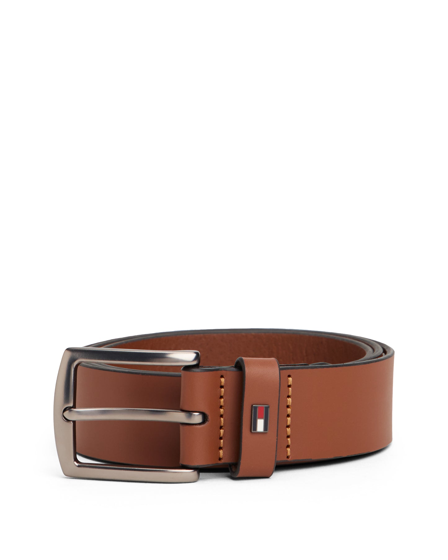 Tommy Hilfiger Denton Enamel Flag Mens Leather Belt - Winter Cognac