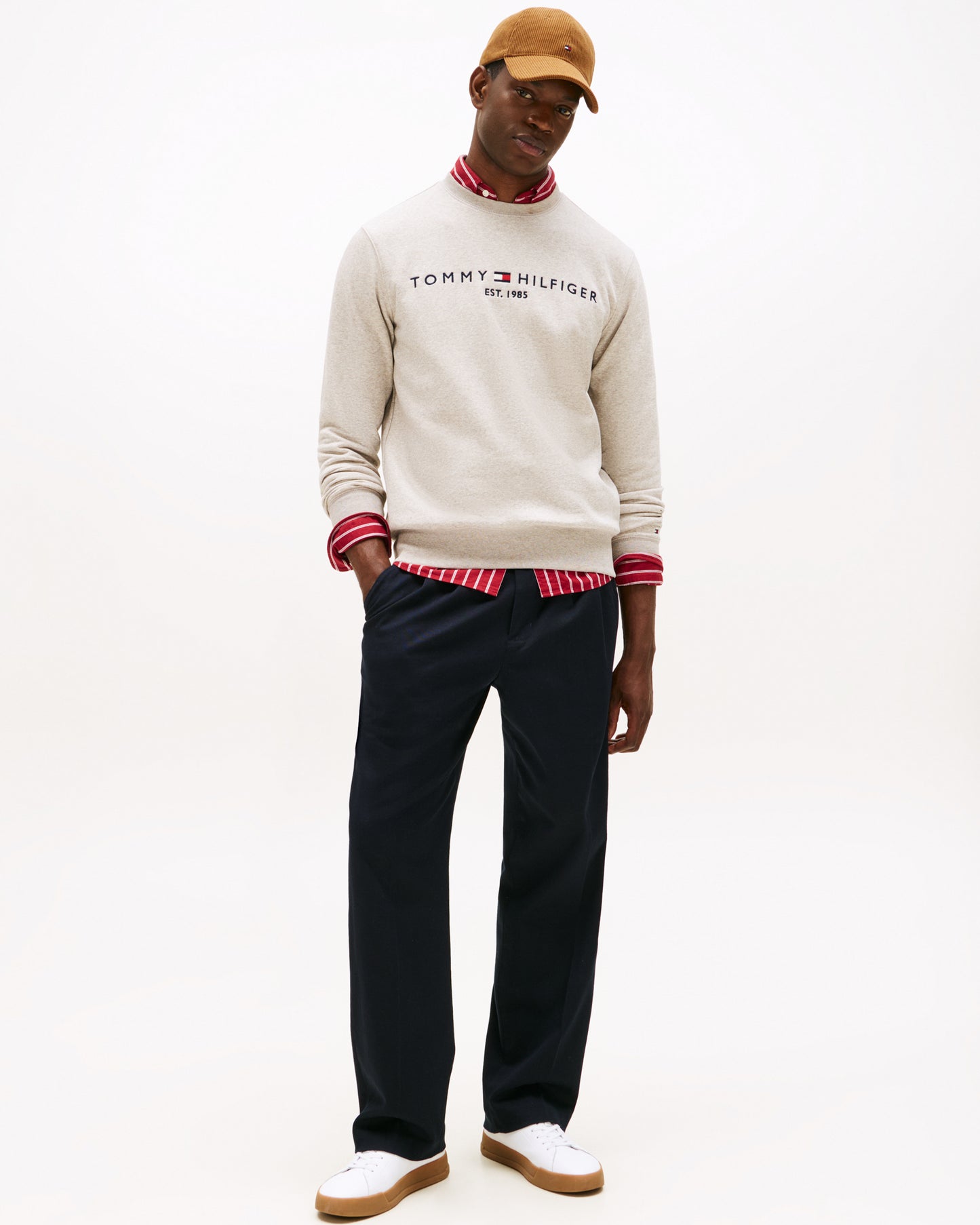 Tommy Hilfiger Tommy Logo Mens Sweatshirt - Heathered Pebble