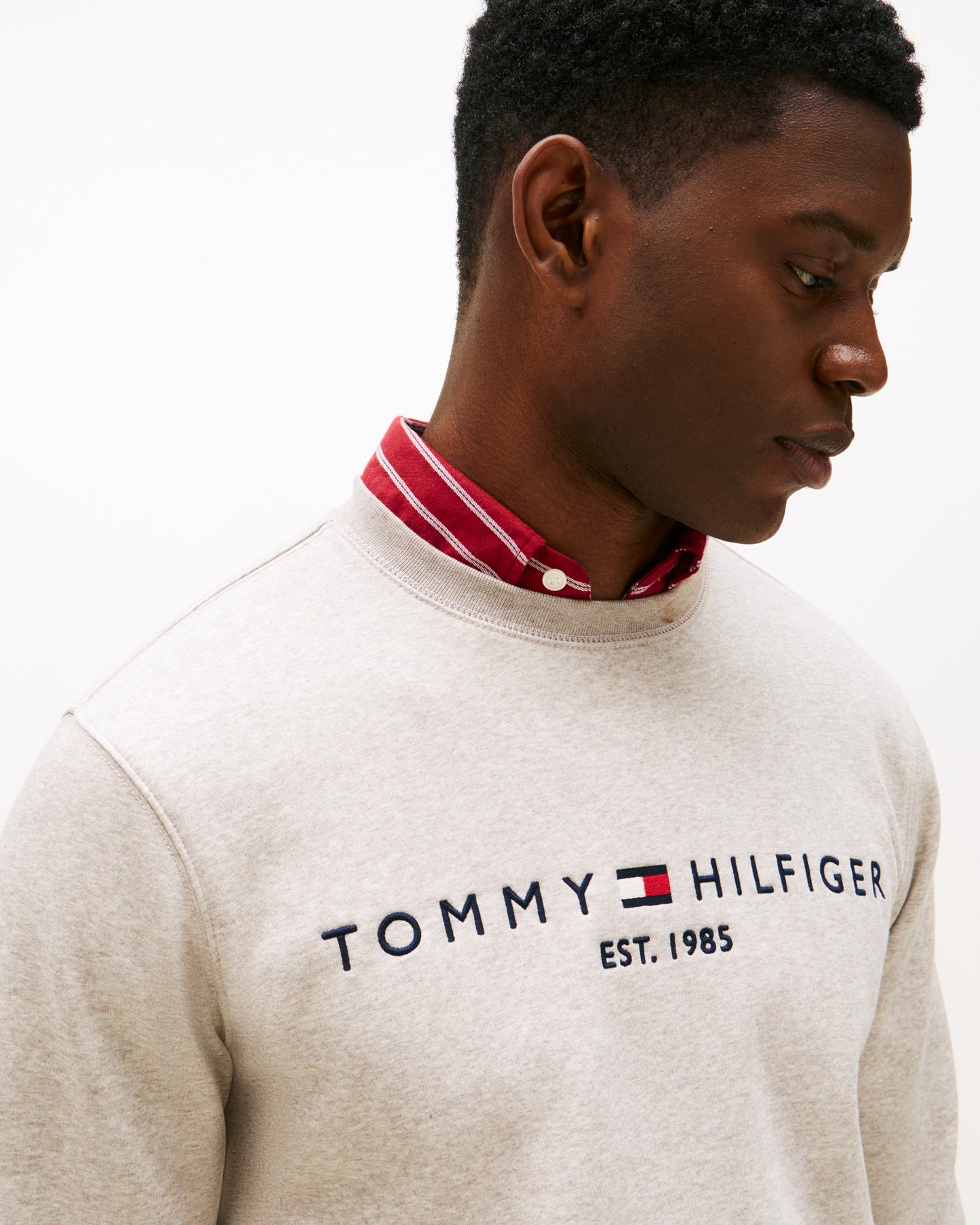Tommy Hilfiger Tommy Logo Mens Sweatshirt - Heathered Pebble