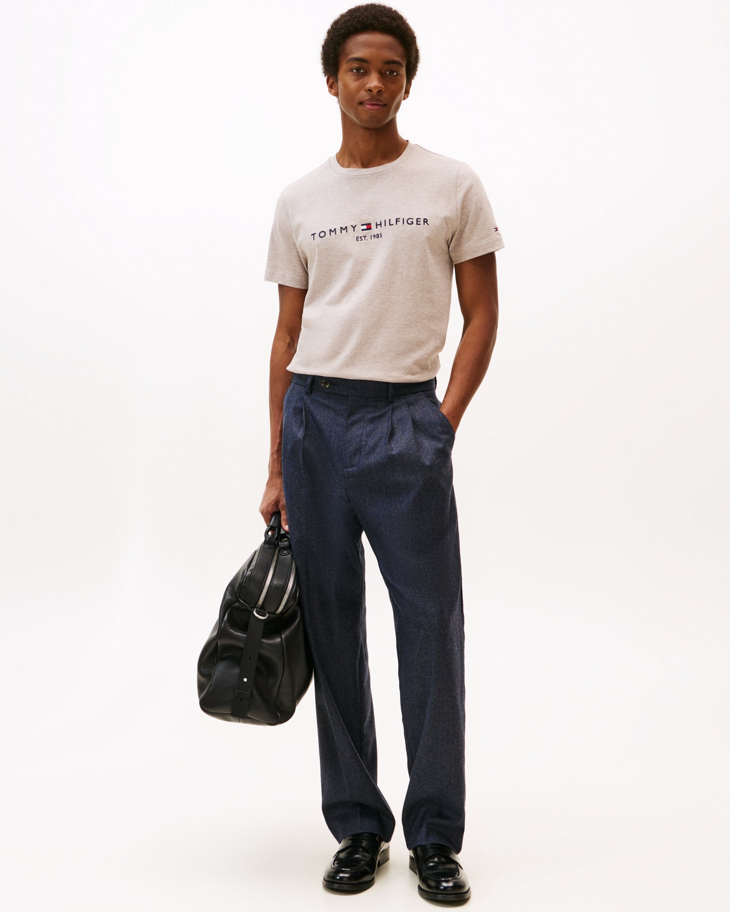 Tommy Hilfiger Tommy Logo Basic Mens T-Shirt - Heathered Pebble