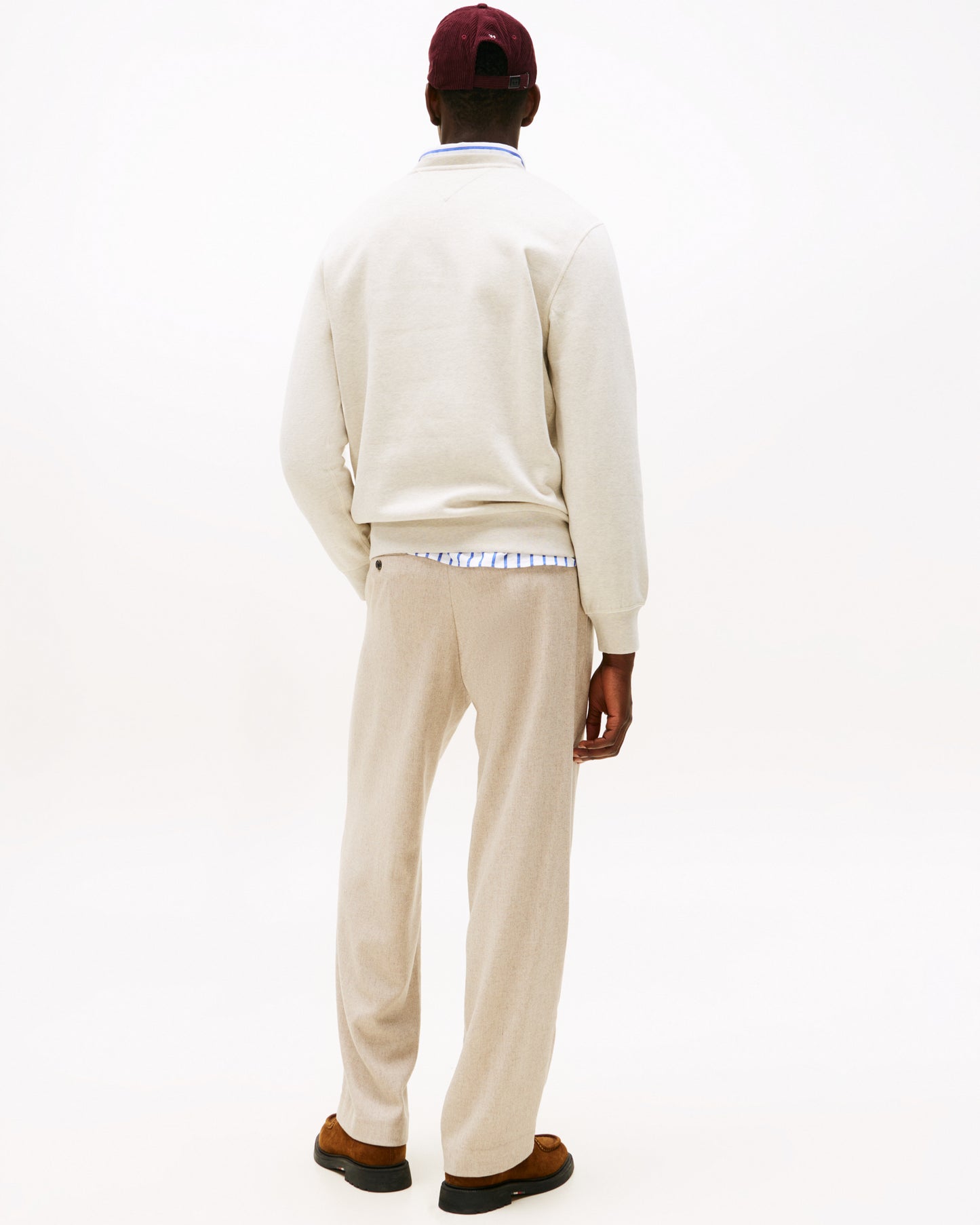 Tommy Hilfiger Essential Flag Embroidery Mens Fleece Crew Sweatshirt - Heathered Oatmilk