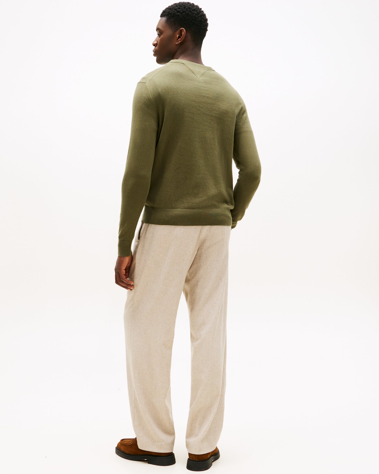Tommy Hilfiger Organic Cotton Cashmere Mens Crew Sweater - Huntsman Green