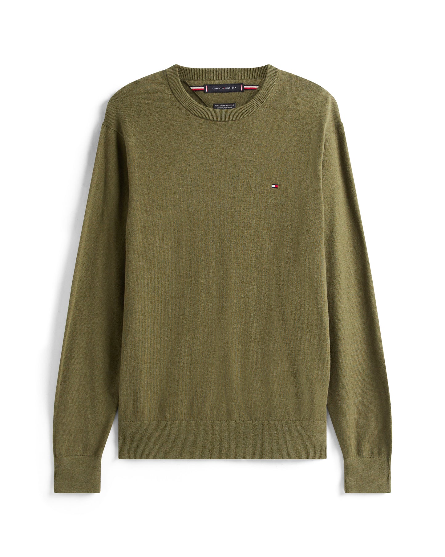 Tommy Hilfiger Organic Cotton Cashmere Mens Crew Sweater - Huntsman Green
