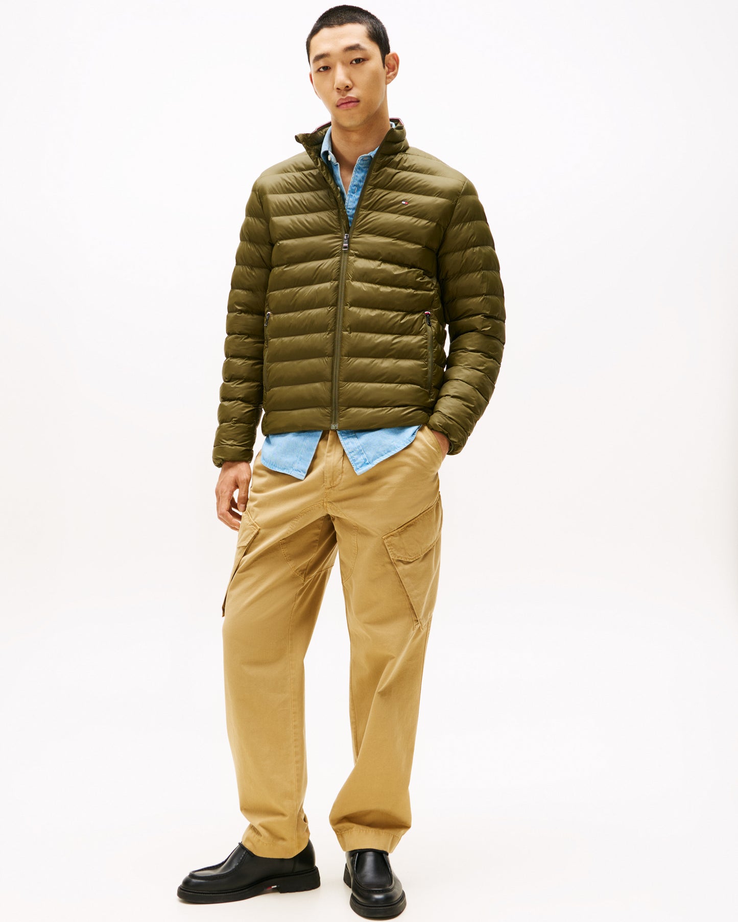 Tommy Hilfiger Packable Recycled Mens Water Repellent Jacket - Huntsman Green