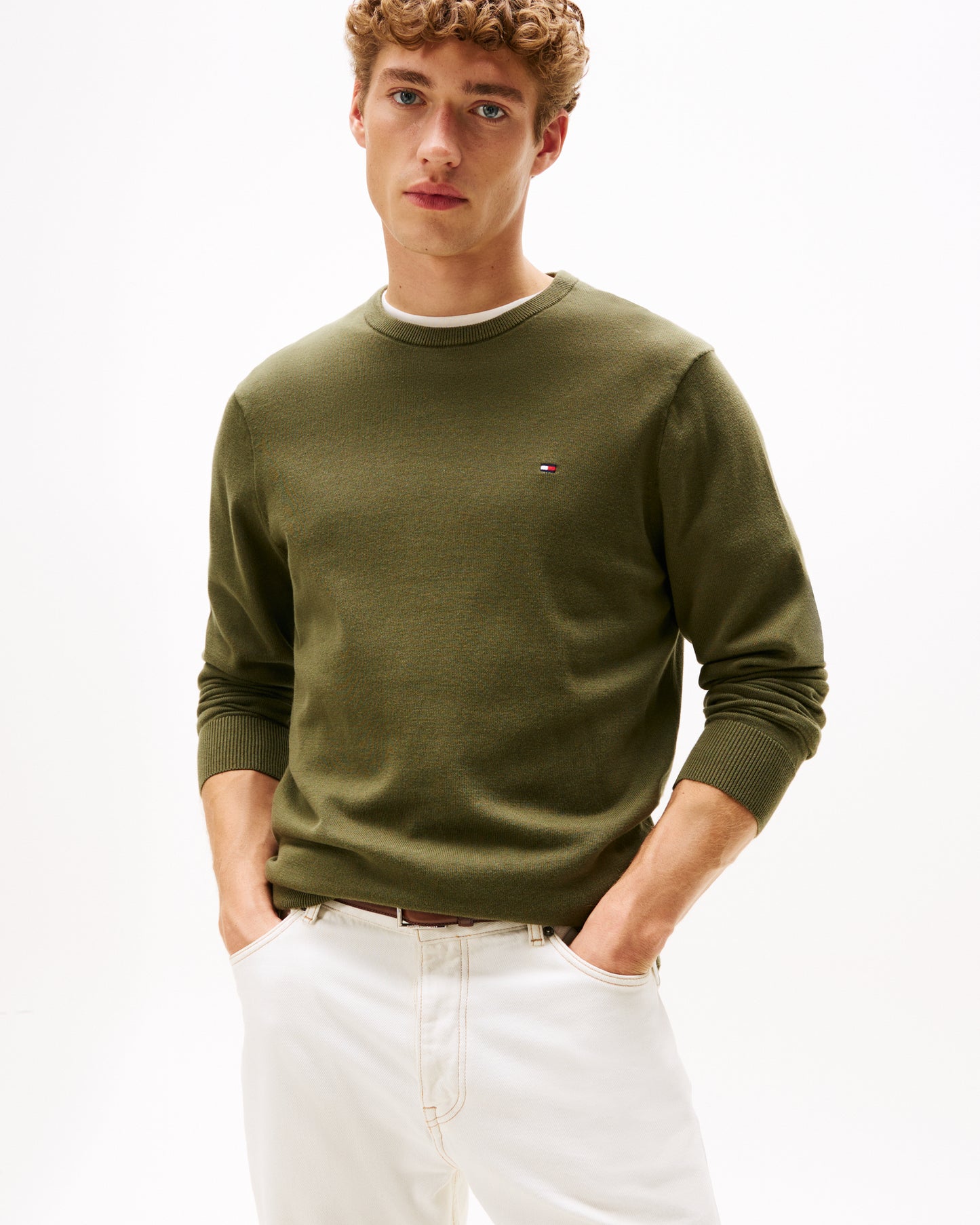 Tommy Hilfiger Essential Cotton Crew Neck Mens Sweatshirt - Huntsman Green