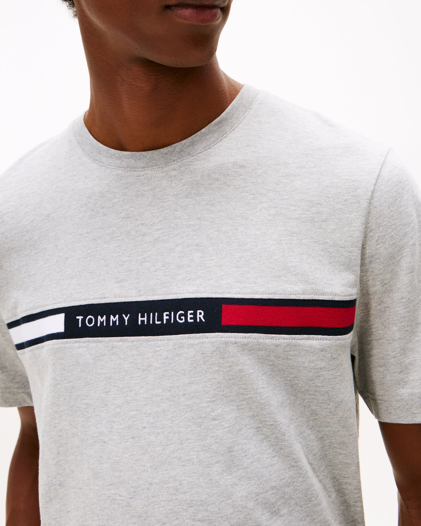 Tommy Hilfiger Hilfiger Chest Insert Mens T-Shirt - Light Grey Heather
