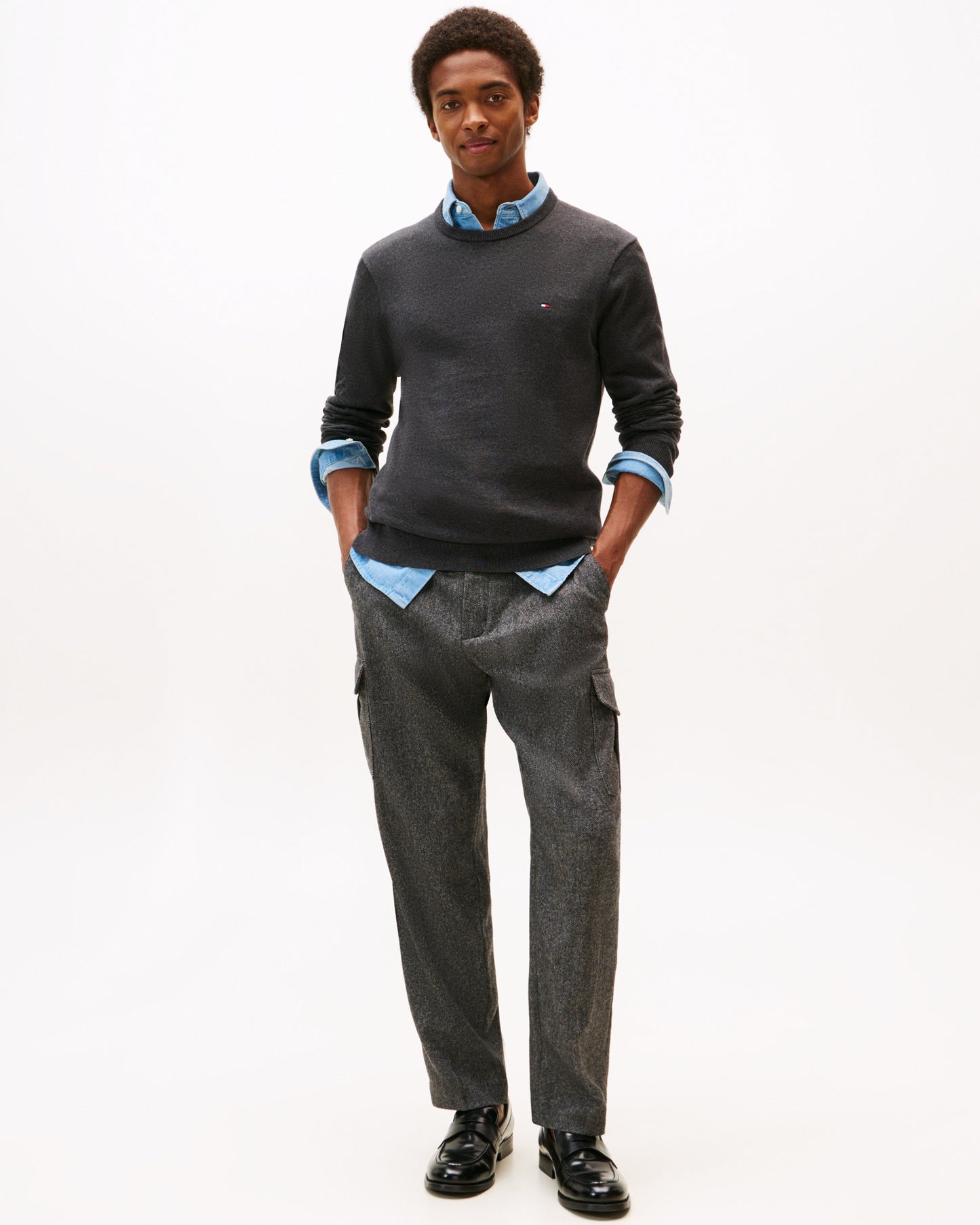 Tommy Hilfiger Essential Cotton Crew Neck Mens Sweatshirt - Dark Grey Heather